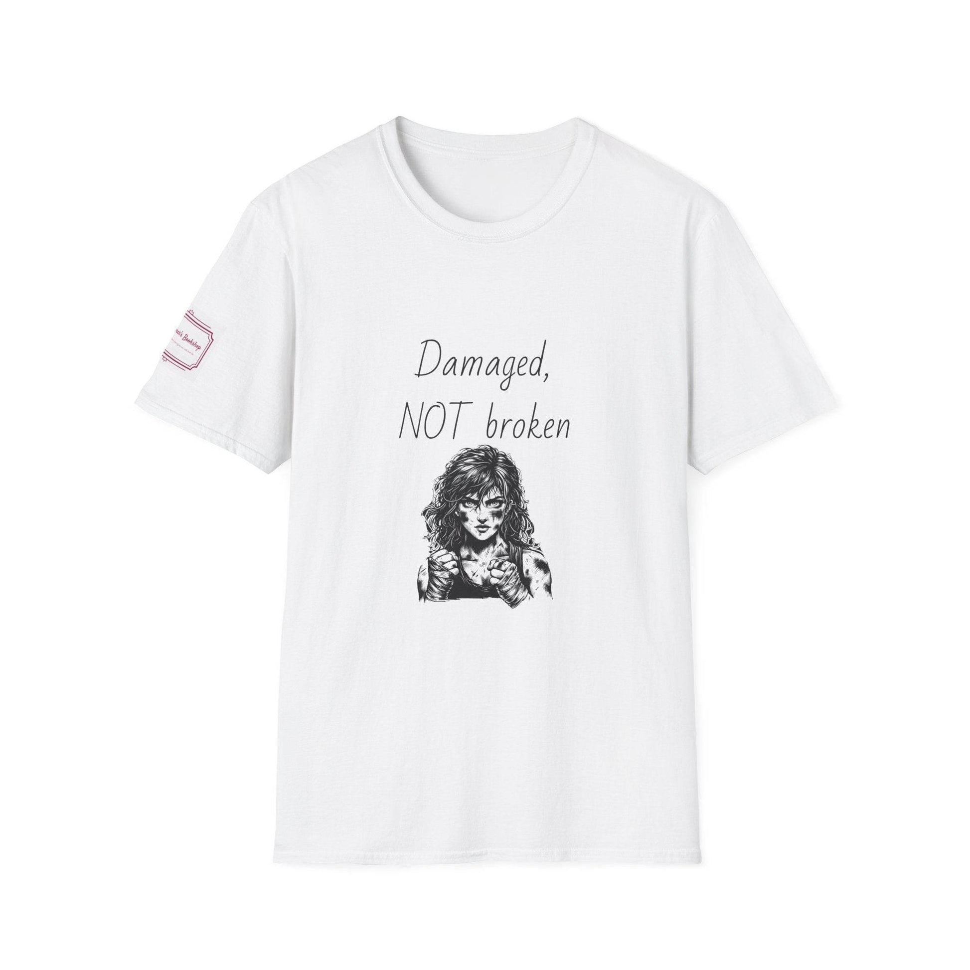 Fierce Survivor Unisex Softstyle T-Shirt - 'Damaged, NOT broken' - The Dreamer's Bookshop.