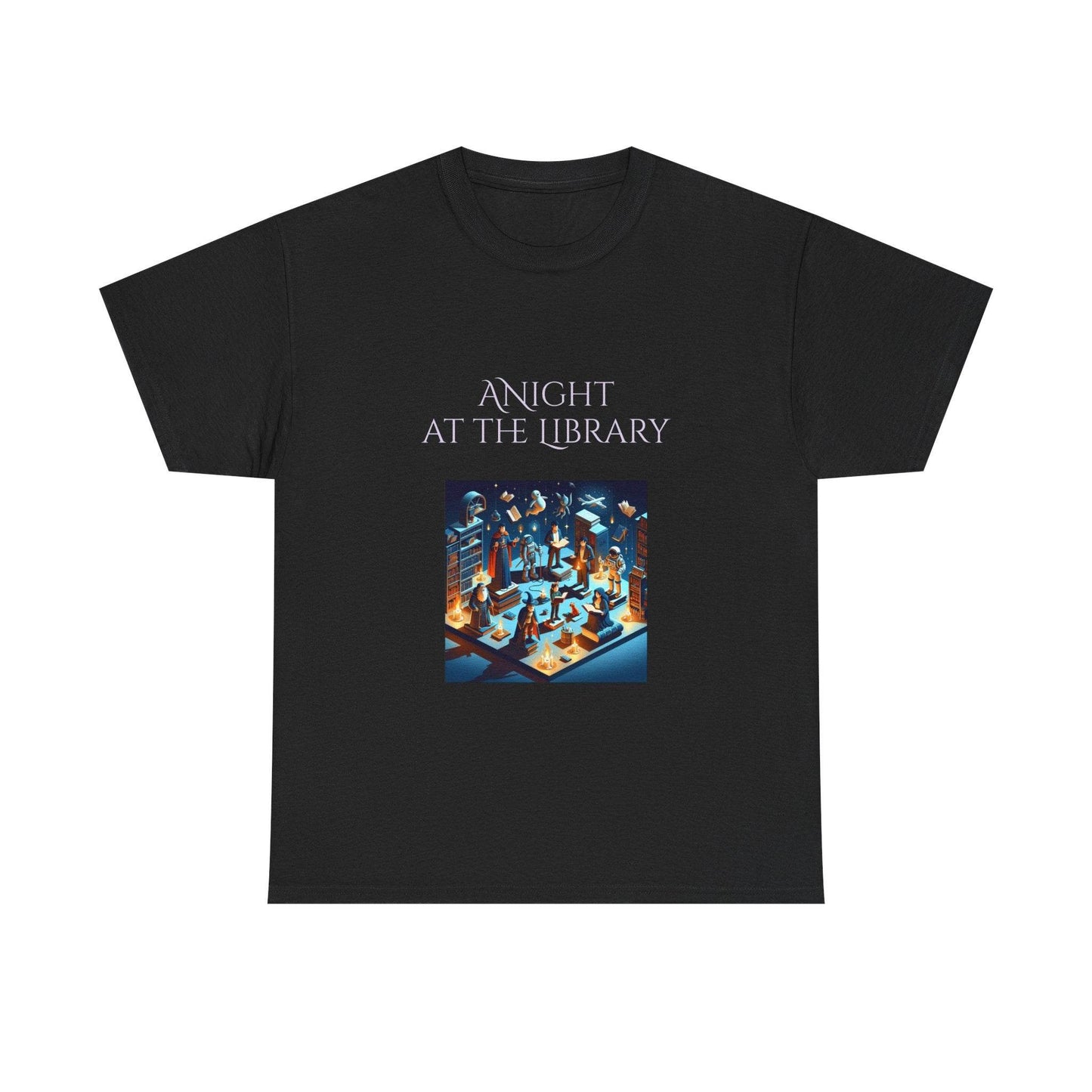Night at the Library - A Unisex Heavy Cotton Tee - Perfect for Book Lovers - The Dreamer's Bookshop.