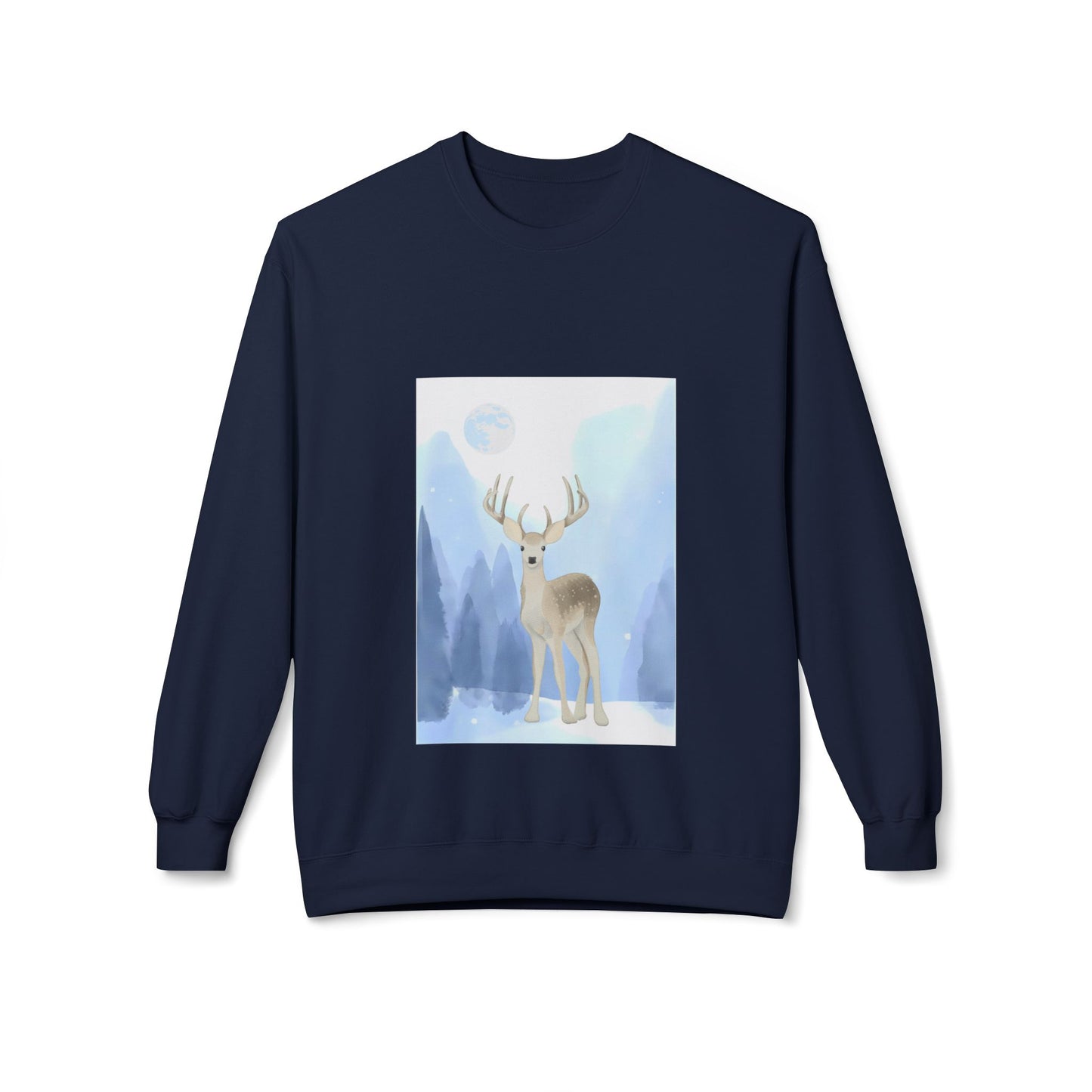 Winter Deer Unisex Fleece Crewneck Sweatshirt - Ideal Gift Cozy Days
