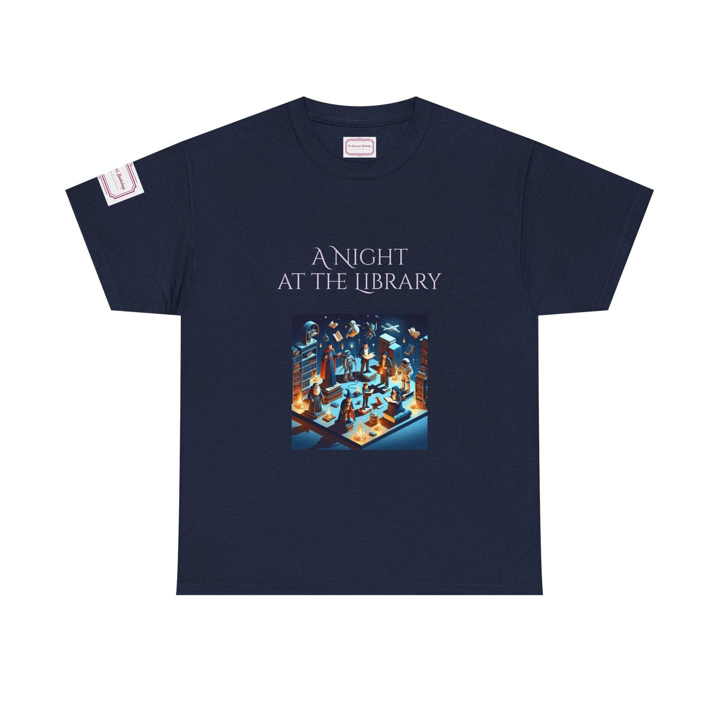 Night at the Library - Unisex Heavy Cotton Tee - Perfect for Book Lovers - The Dreamer's Bookshop.