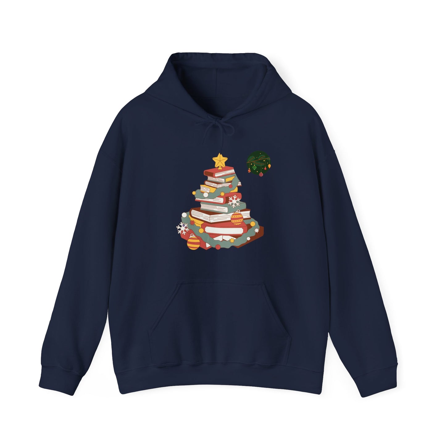 Christmas Book Tree Hoodie - Cozy Unisex Sweatshirt for Book Lovers