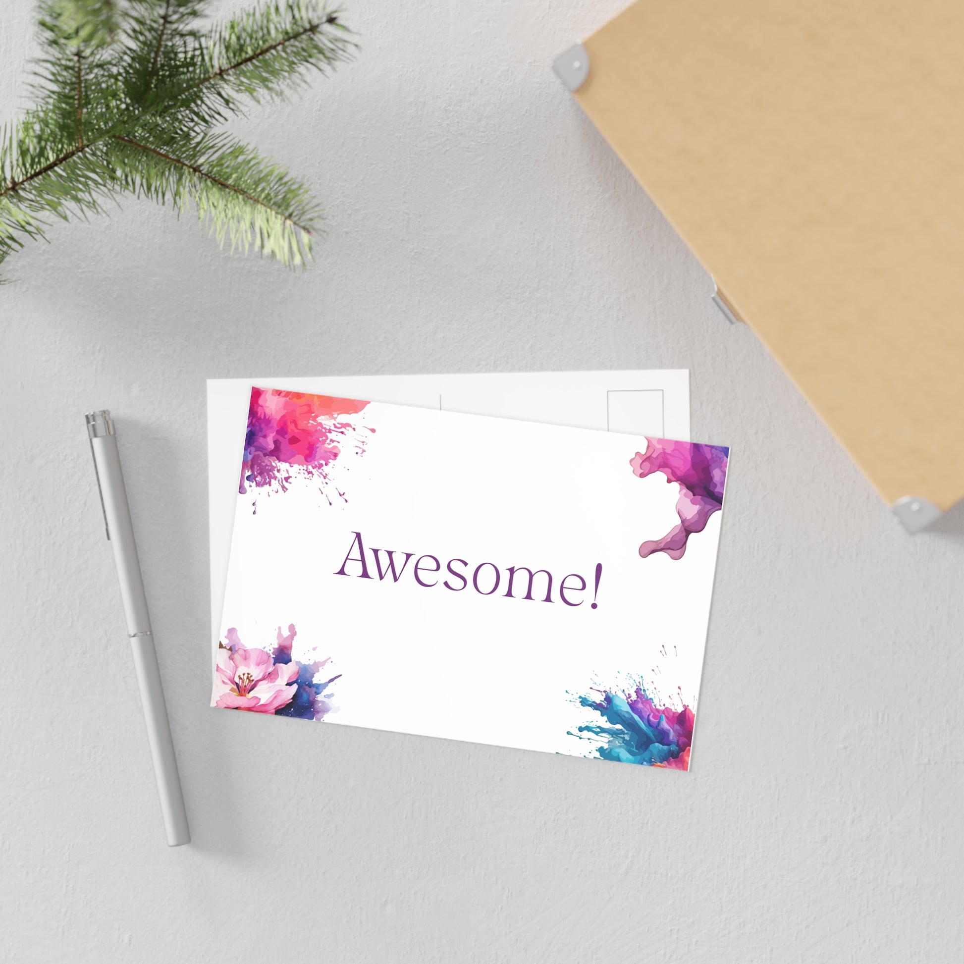 Watercolor Art Exclamation Card "Awesome" Joyful Print - The Dreamer's Bookshop.