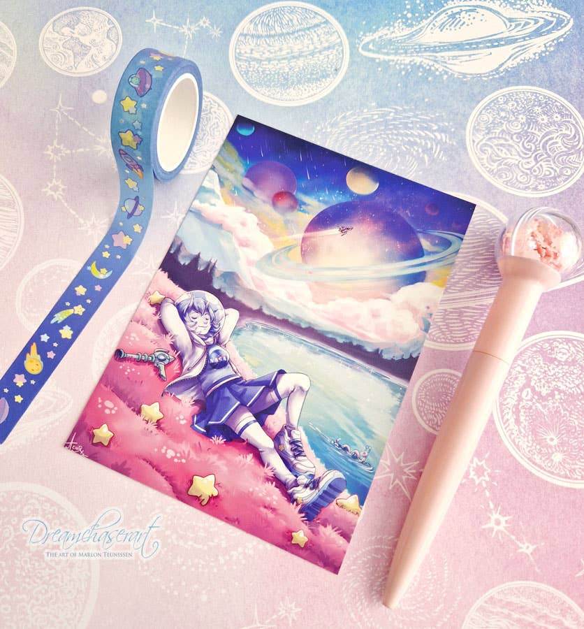 Dreamchaserart - Dreamy Galaxy postkaart - The Dreamer's Bookshop.