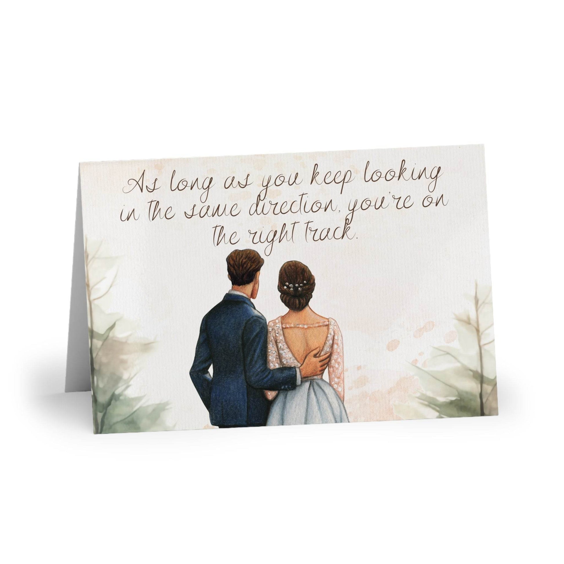 The Dreamer's Bookshop Cute "Right Track" Wedding Card - The Dreamer's Bookshop.