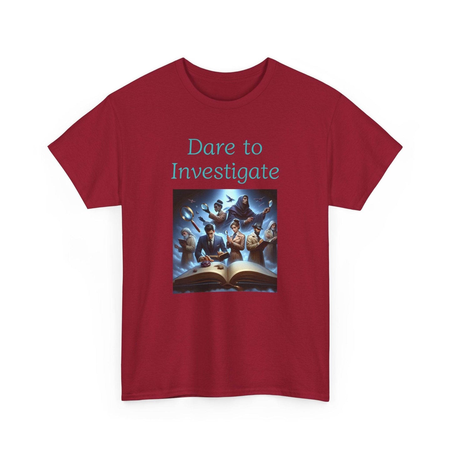 Investigate - Graphic Tee - Unisex Heavy Cotton T-Shirt Crime/Mystery Books - The Dreamer's Bookshop.