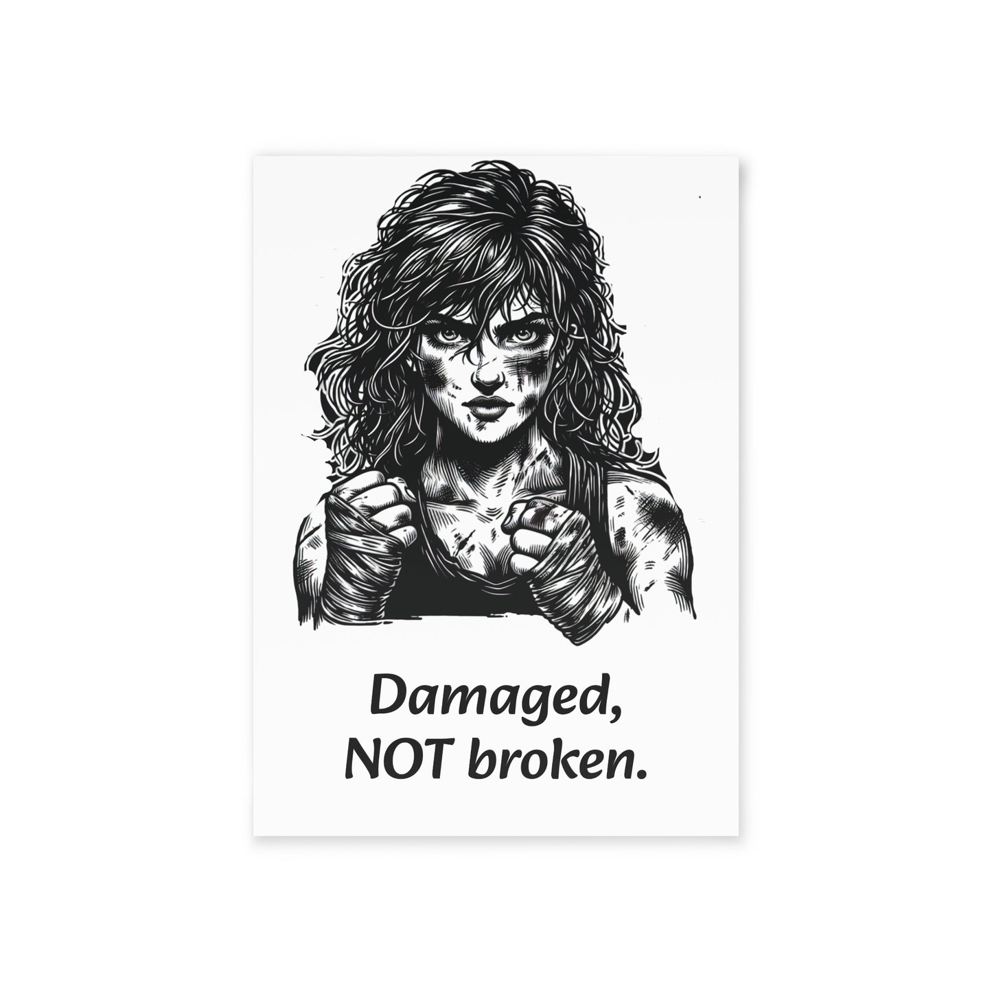 The Dreamer's Bookshop Warrior "Damaged, NOT broken" Art Print Card - The Dreamer's Bookshop.