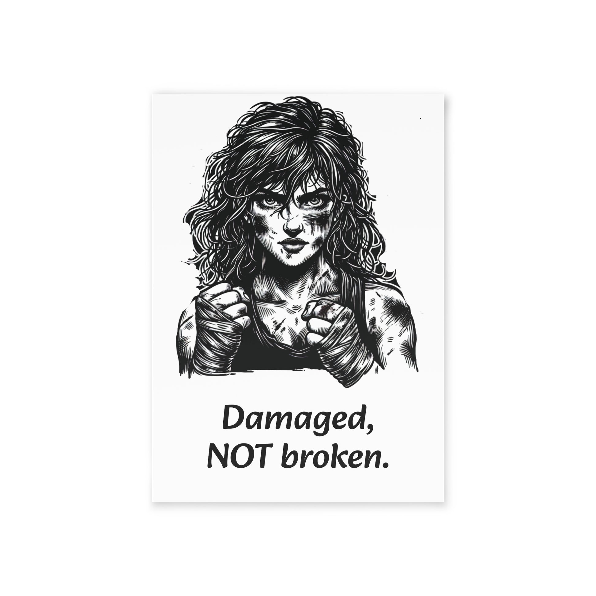 The Dreamer's Bookshop Warrior "Damaged, NOT broken" Art Print Card - The Dreamer's Bookshop.