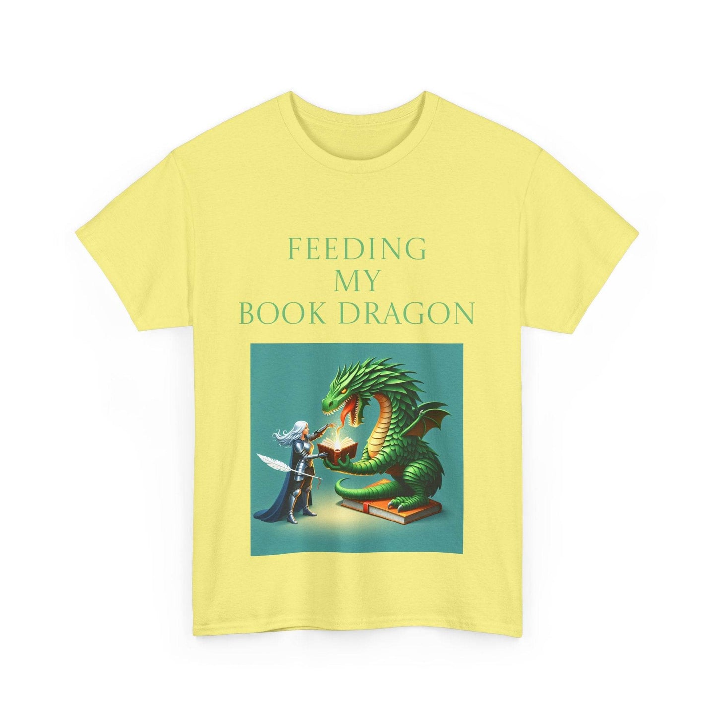 Book Dragon Unisex Heavy Cotton Tee - Creative Writer's Apparel - The Dreamer's Bookshop.