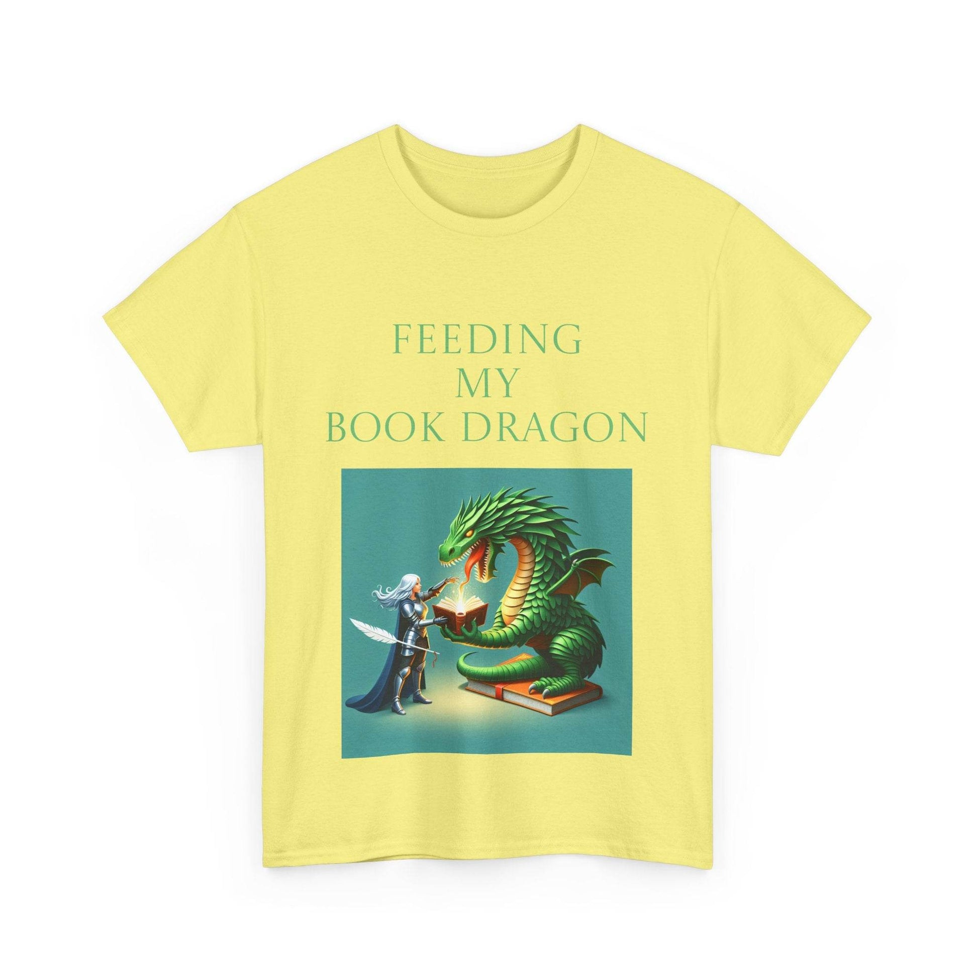 Book Dragon Unisex Heavy Cotton Tee - Creative Writer's Apparel - The Dreamer's Bookshop.