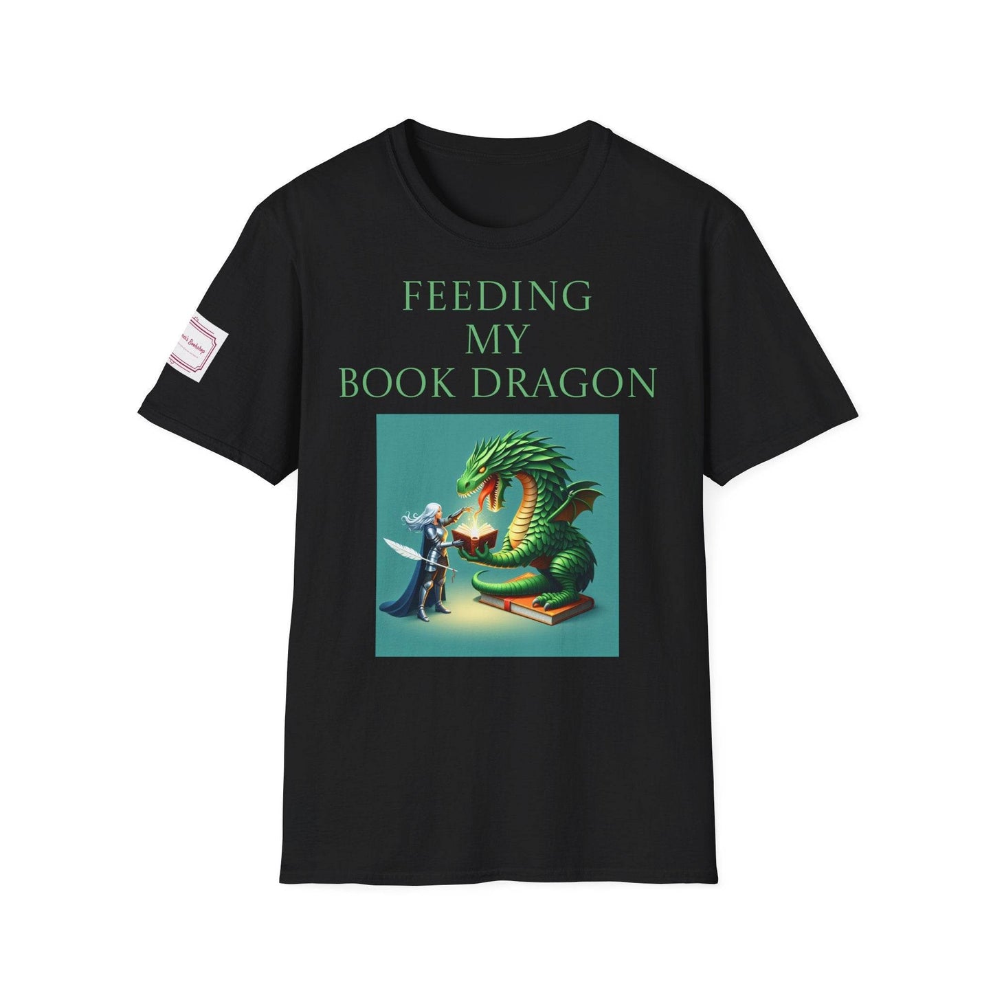 Inspirational Unisex Softstyle T-Shirt - 'Book Dragon' Motivational Design - The Dreamer's Bookshop.