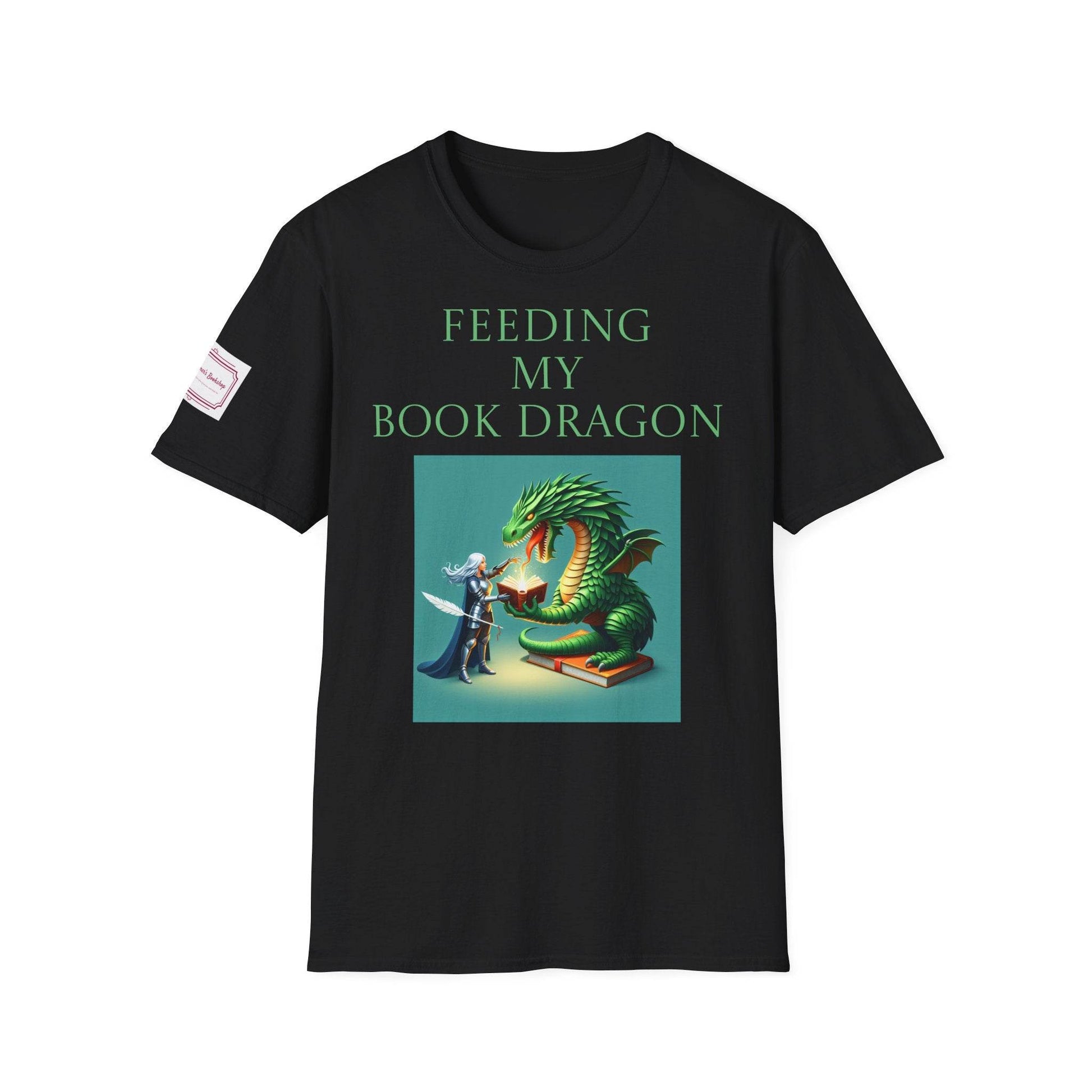 Inspirational Unisex Softstyle T-Shirt - 'Book Dragon' Motivational Design - The Dreamer's Bookshop.
