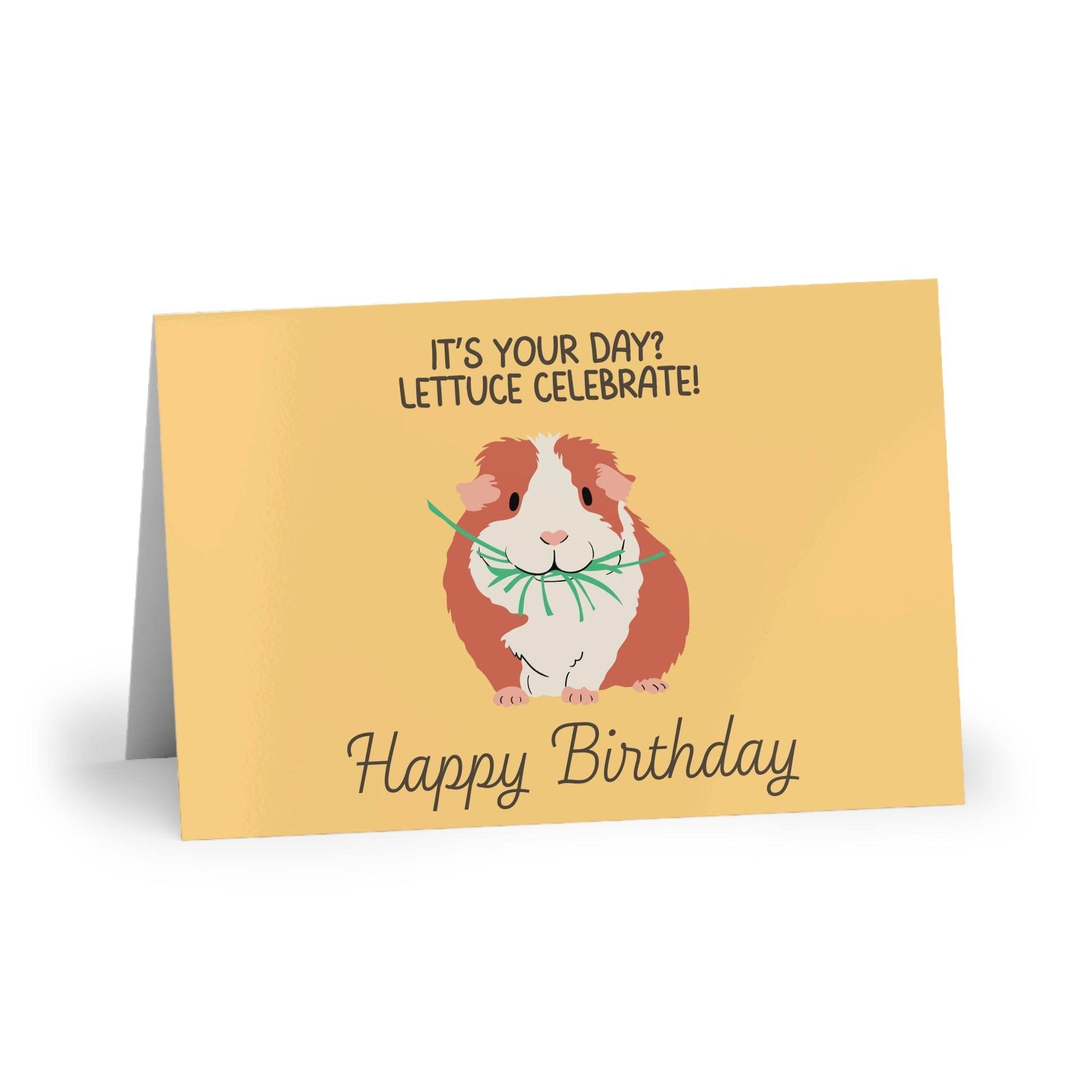 The Dreamer's Bookshop Cute "Lettuce Celebrate" Guinea Pig Birthday Card - The Dreamer's Bookshop.