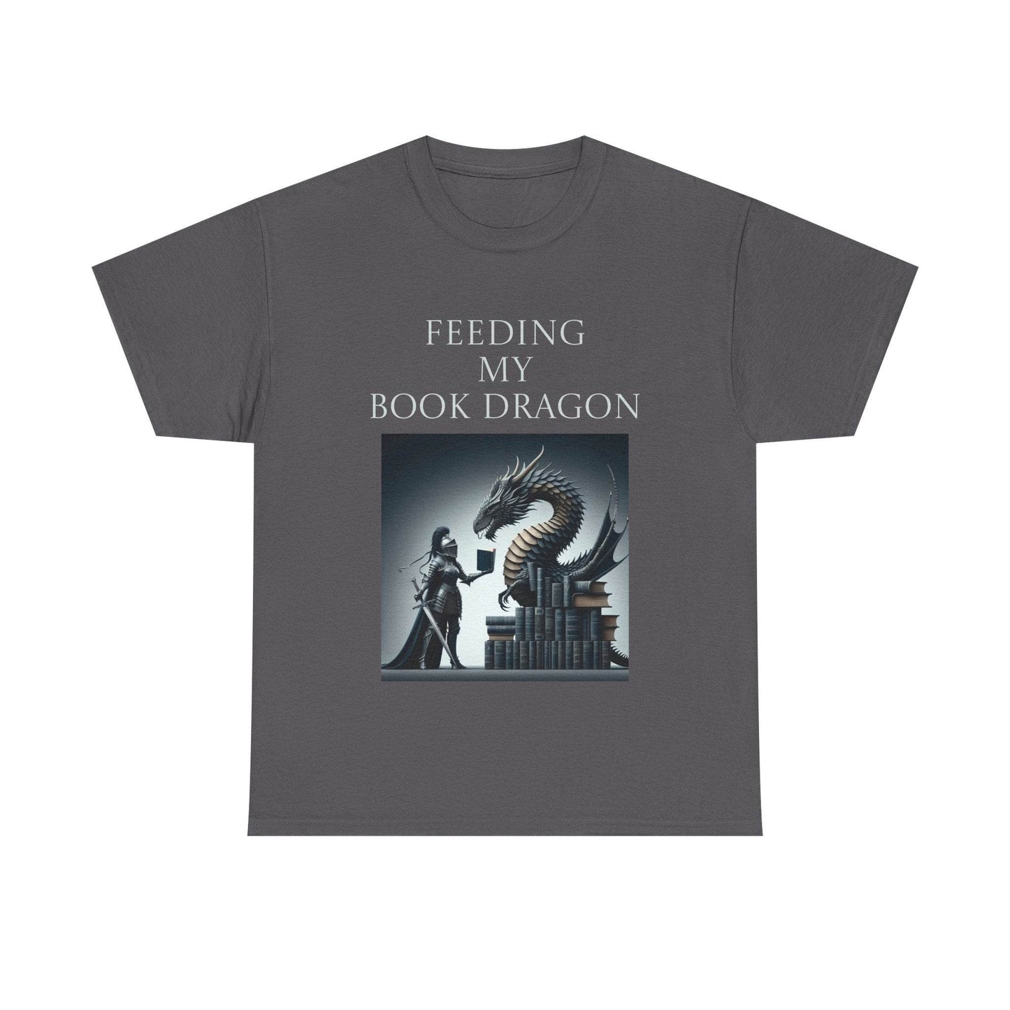 Book Dragon - Unisex Heavy Cotton Tee - Creative Writer's Apparel - The Dreamer's Bookshop.