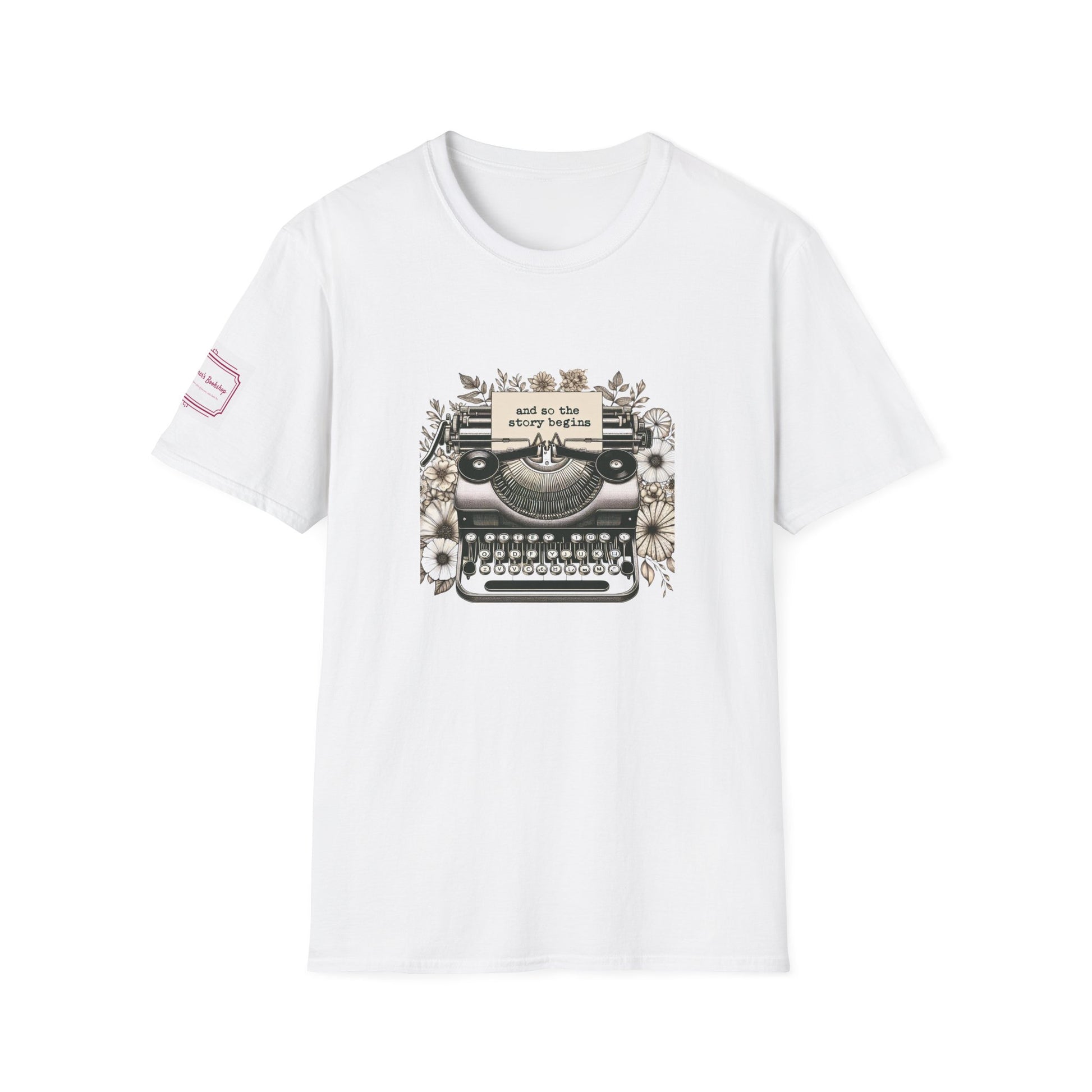 Unisex T-Shirt - Vintage Writing "Story Begins" for Book Lovers - The Dreamer's Bookshop.
