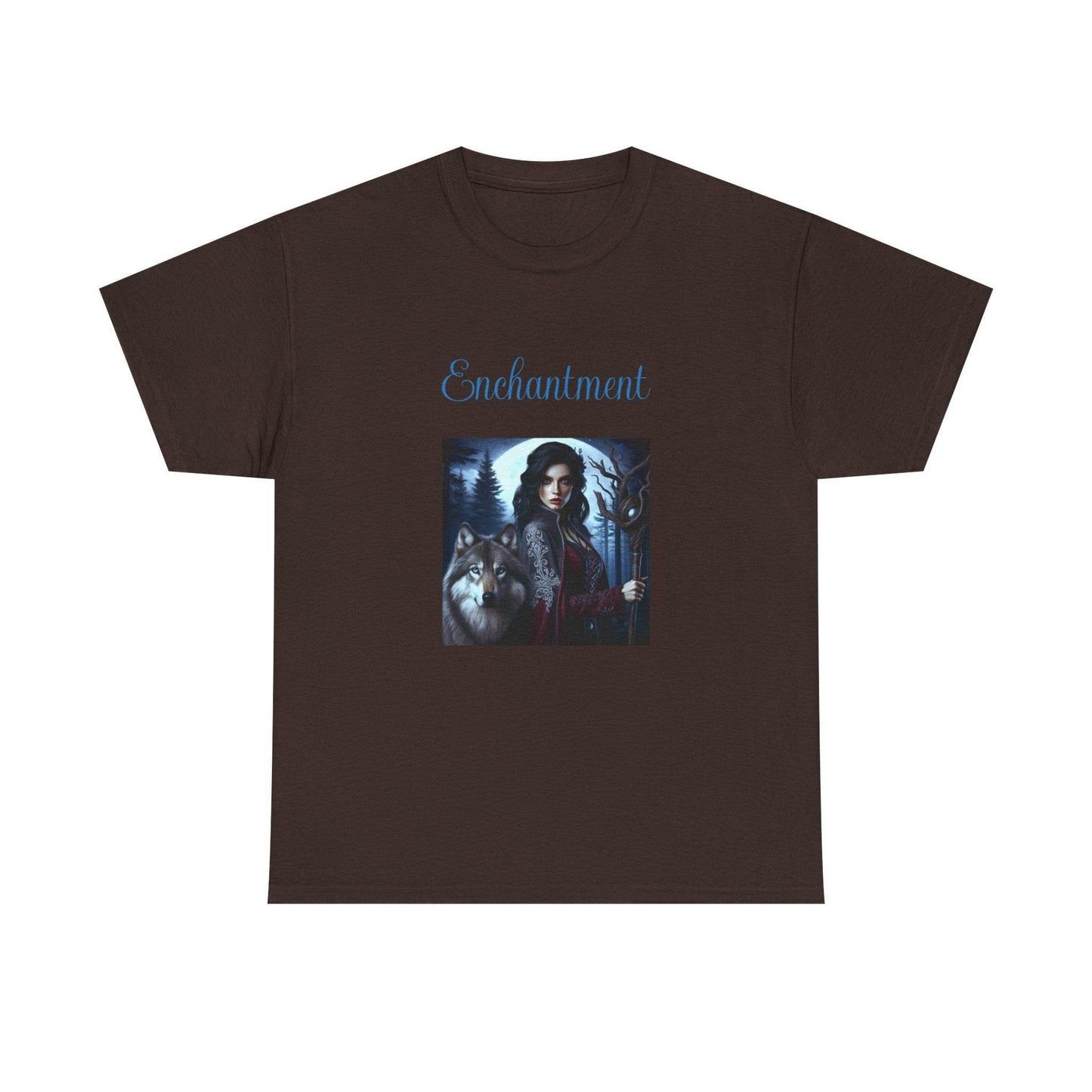 Enchanting Wolf Graphic Tee - Unisex Heavy Cotton T-Shirt for Nature Lovers - The Dreamer's Bookshop.
