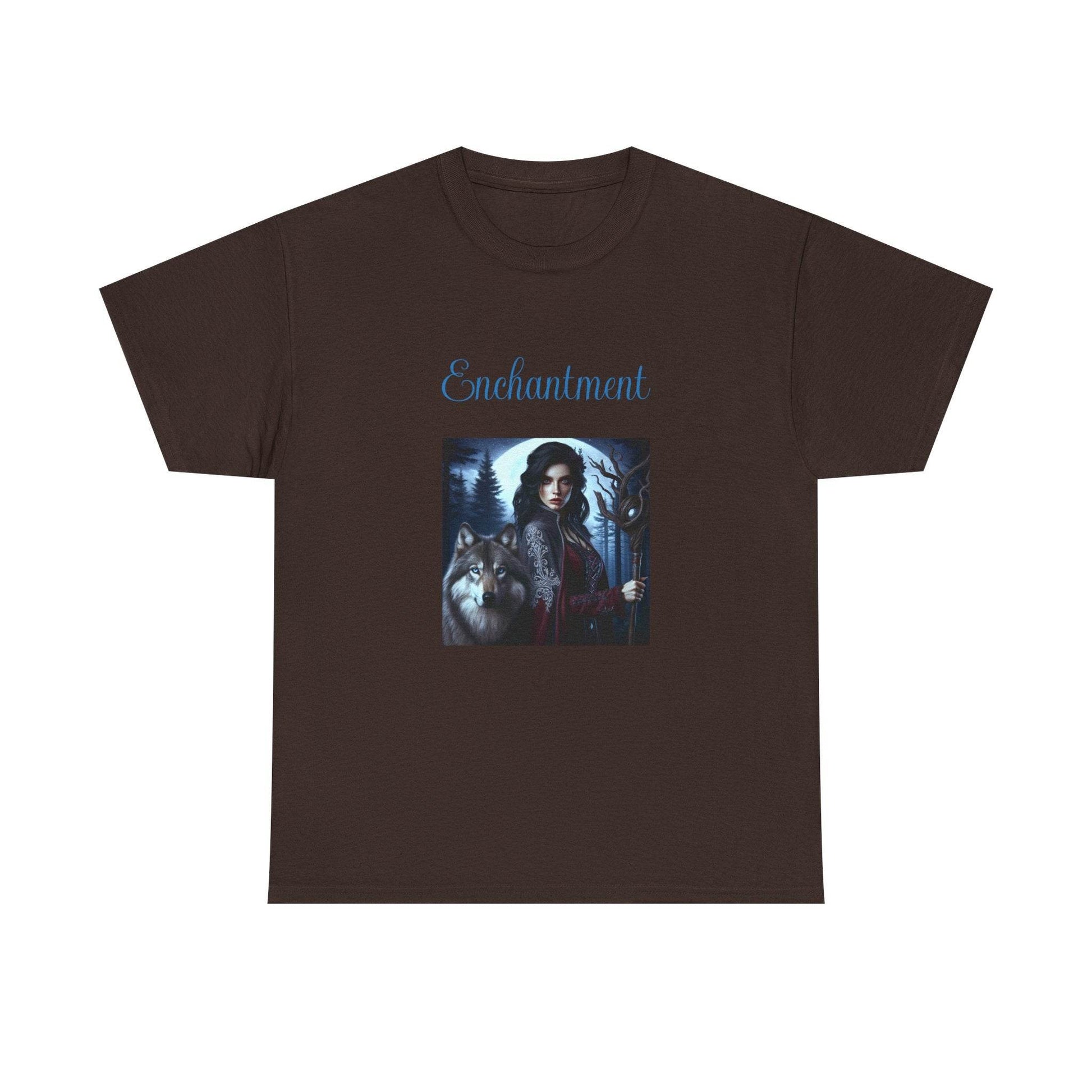 Enchanting Wolf Graphic Tee - Unisex Heavy Cotton T-Shirt for Nature Lovers - The Dreamer's Bookshop.