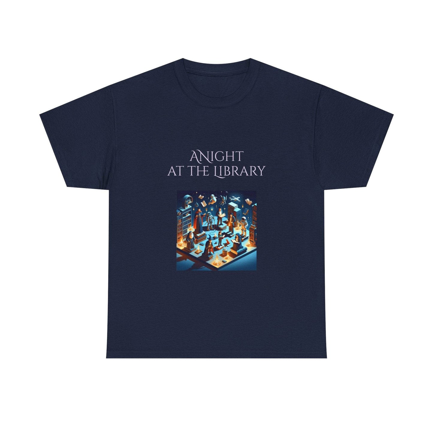 Night at the Library - A Unisex Heavy Cotton Tee - Perfect for Book Lovers - The Dreamer's Bookshop.