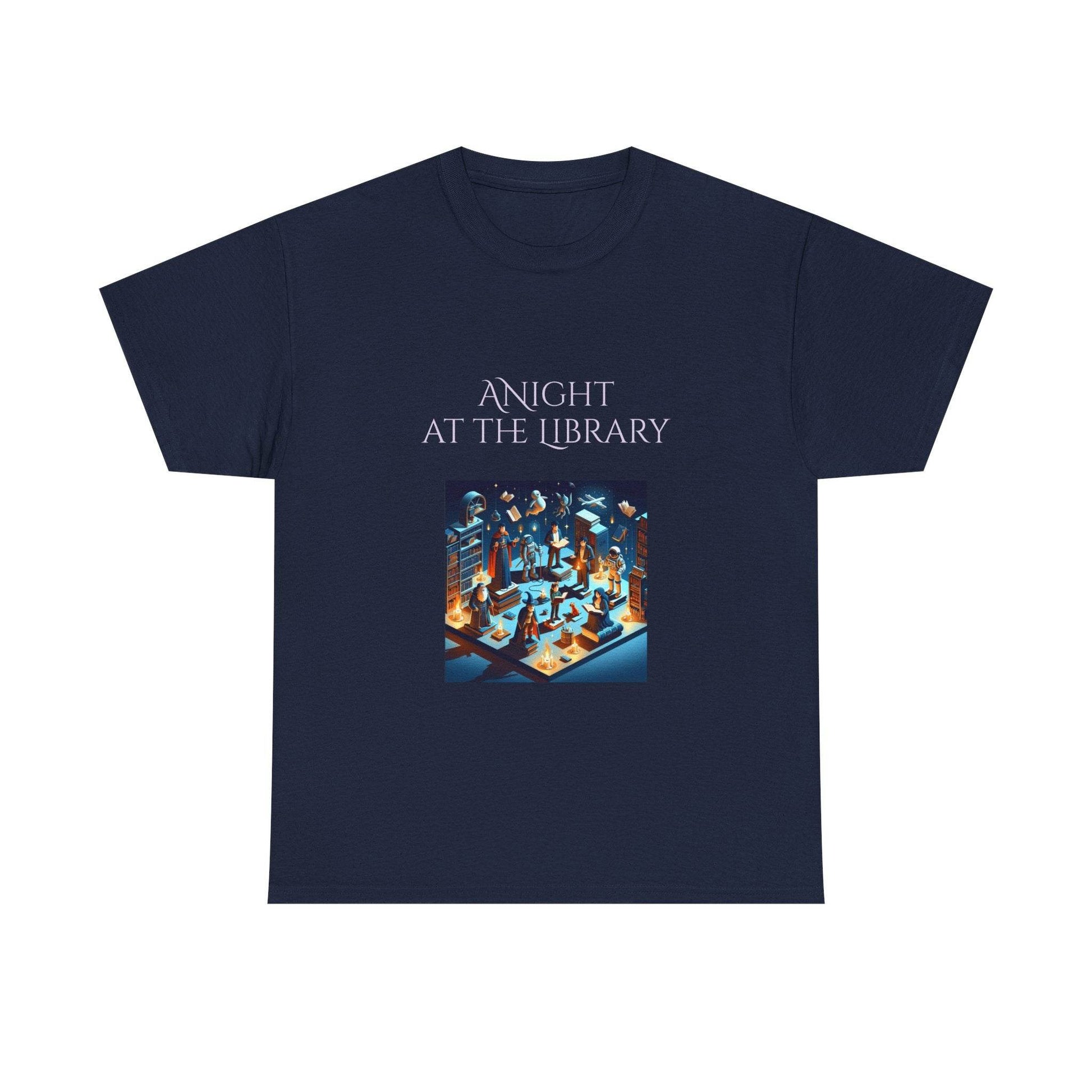 Night at the Library - A Unisex Heavy Cotton Tee - Perfect for Book Lovers - The Dreamer's Bookshop.