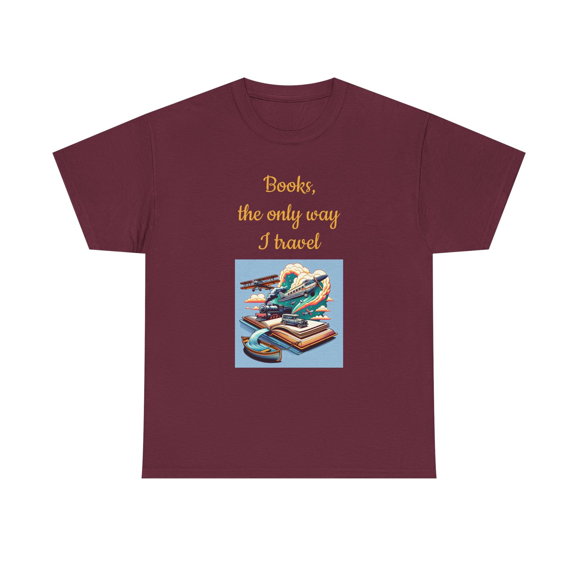 Book Lover's Unisex Heavy Cotton Tee - "Travel" - The Dreamer's Bookshop.