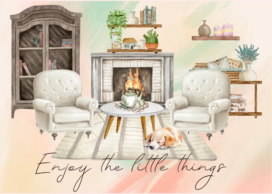 The Dreamer's Bookshop "Fireplace" Enjoy Little Things Card - The Dreamer's Bookshop.