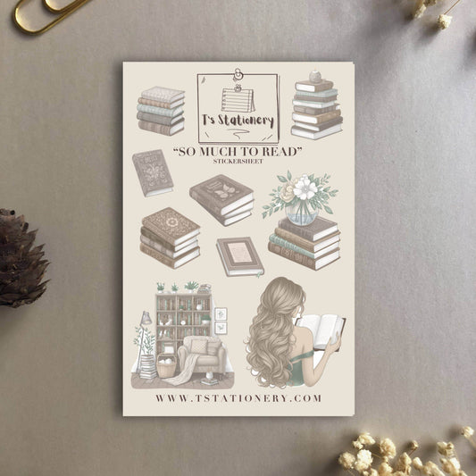 T's Stationery - Stickervel „Zo veel te lezen” - The Dreamer's Bookshop.