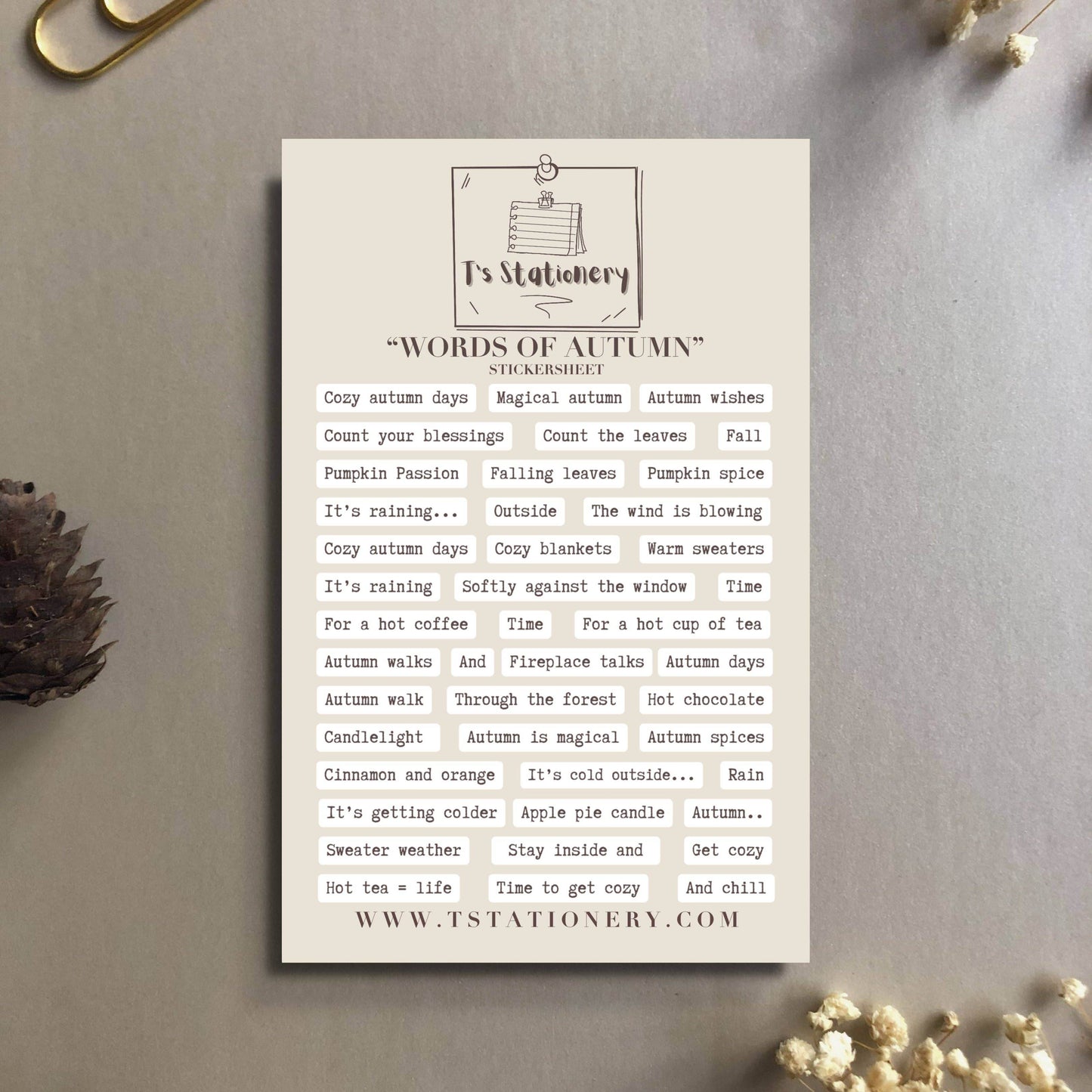 T's Stationery - „Woorden van de herfst” - The Dreamer's Bookshop.