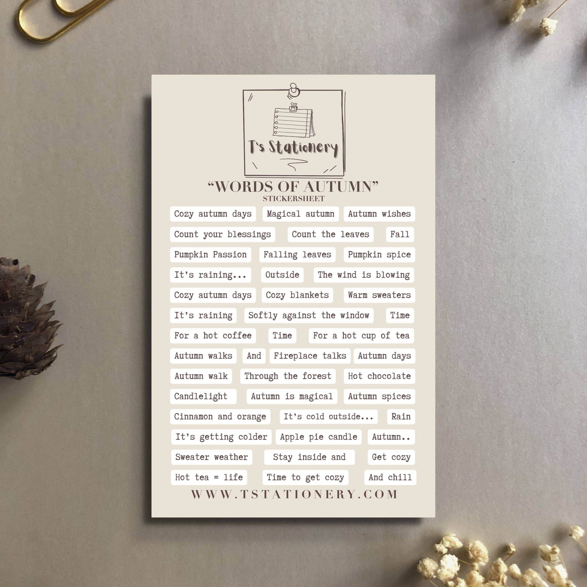 T's Stationery - „Woorden van de herfst” - The Dreamer's Bookshop.