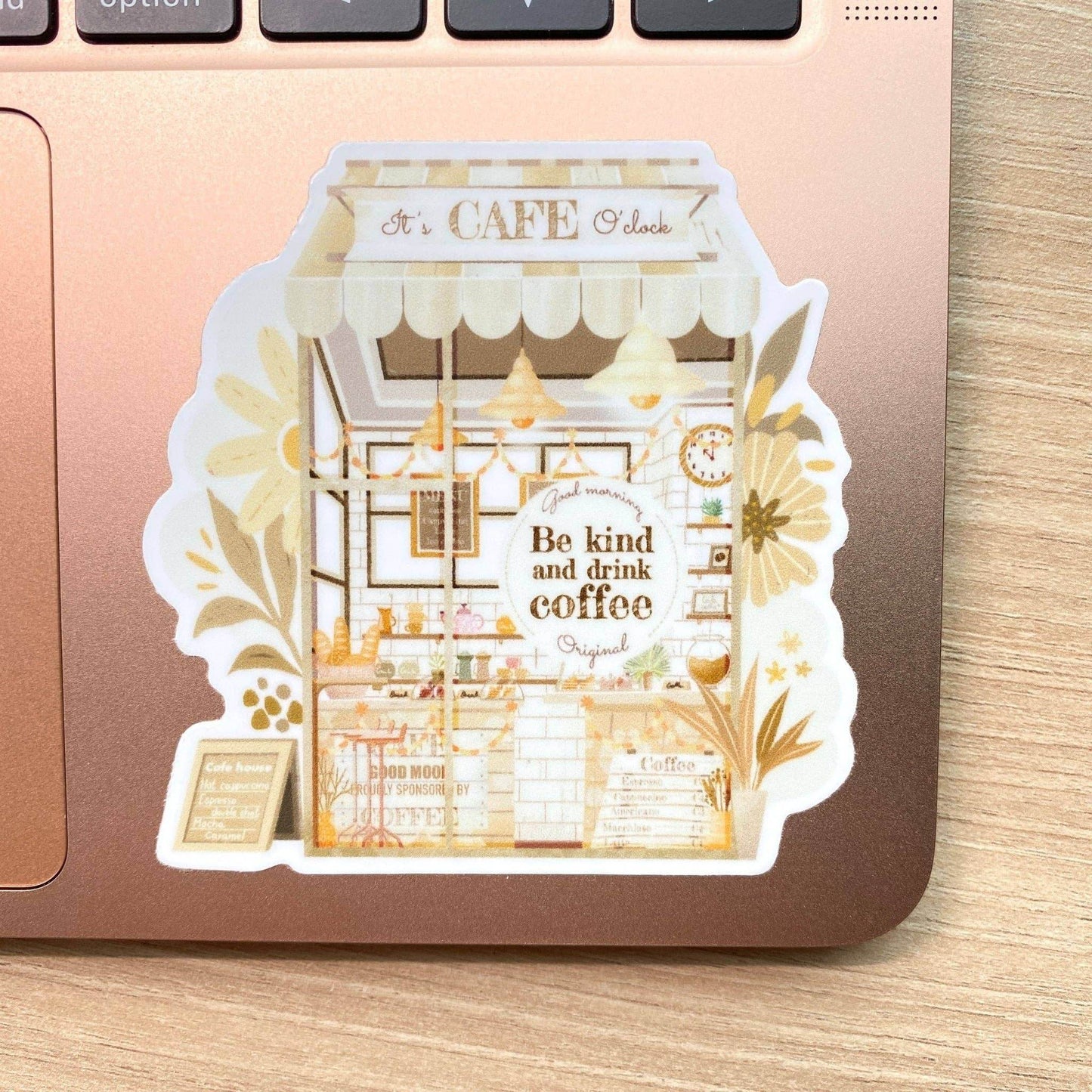 LETTOOn - Doorzichtige vinylsticker - Cafe 'O Clock - The Dreamer's Bookshop.