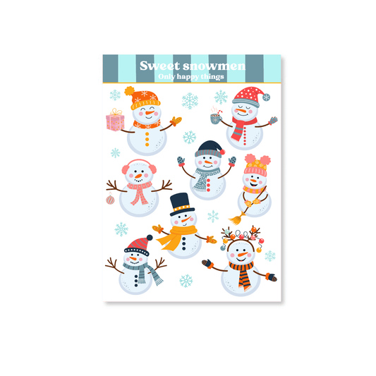 Only Happy Things Stationery - Stickervel Sweet Snowmen - The Dreamer's Bookshop.