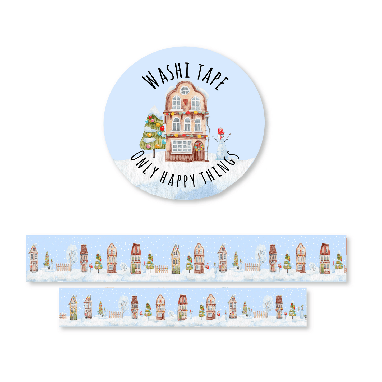 Only Happy Things Stationery - Washitape Winter Wonderland cottage - The Dreamer's Bookshop.