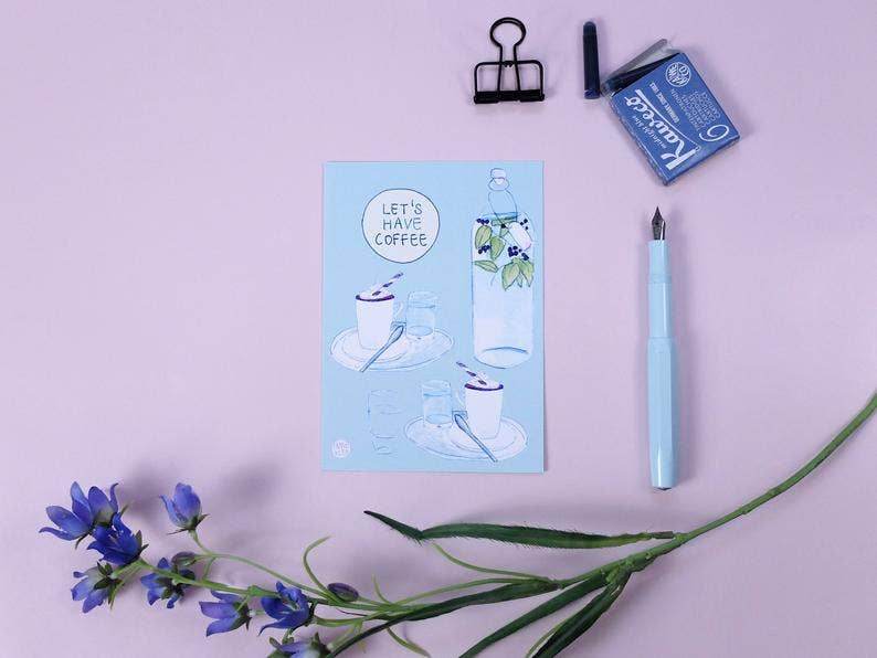 Wonder Of Today - Let's Have Coffee Postcard - The Dreamer's Bookshop.