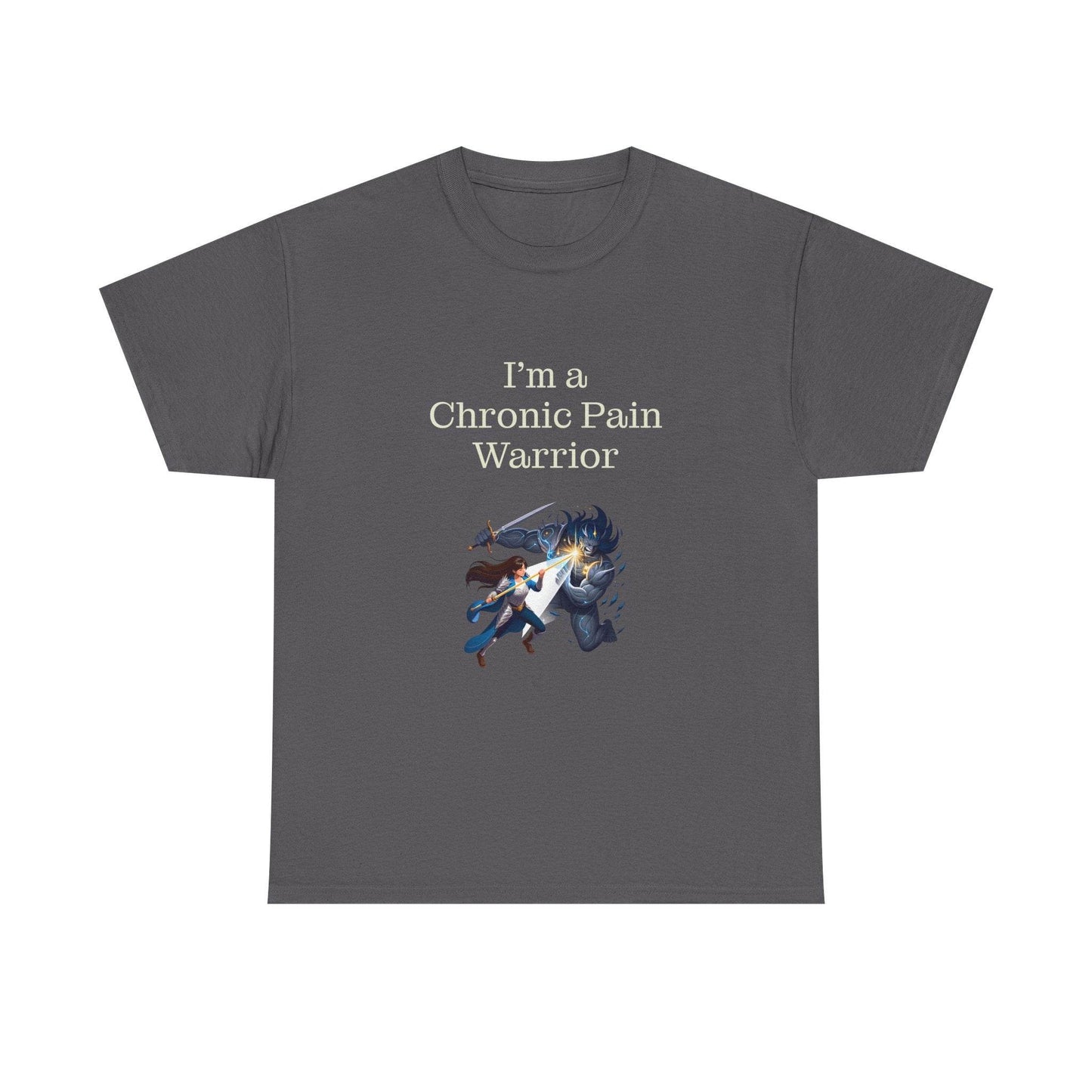 Chronic Pain Warrior Unisex Heavy Cotton Tee - Inspirational Battle T-Shirt - The Dreamer's Bookshop.