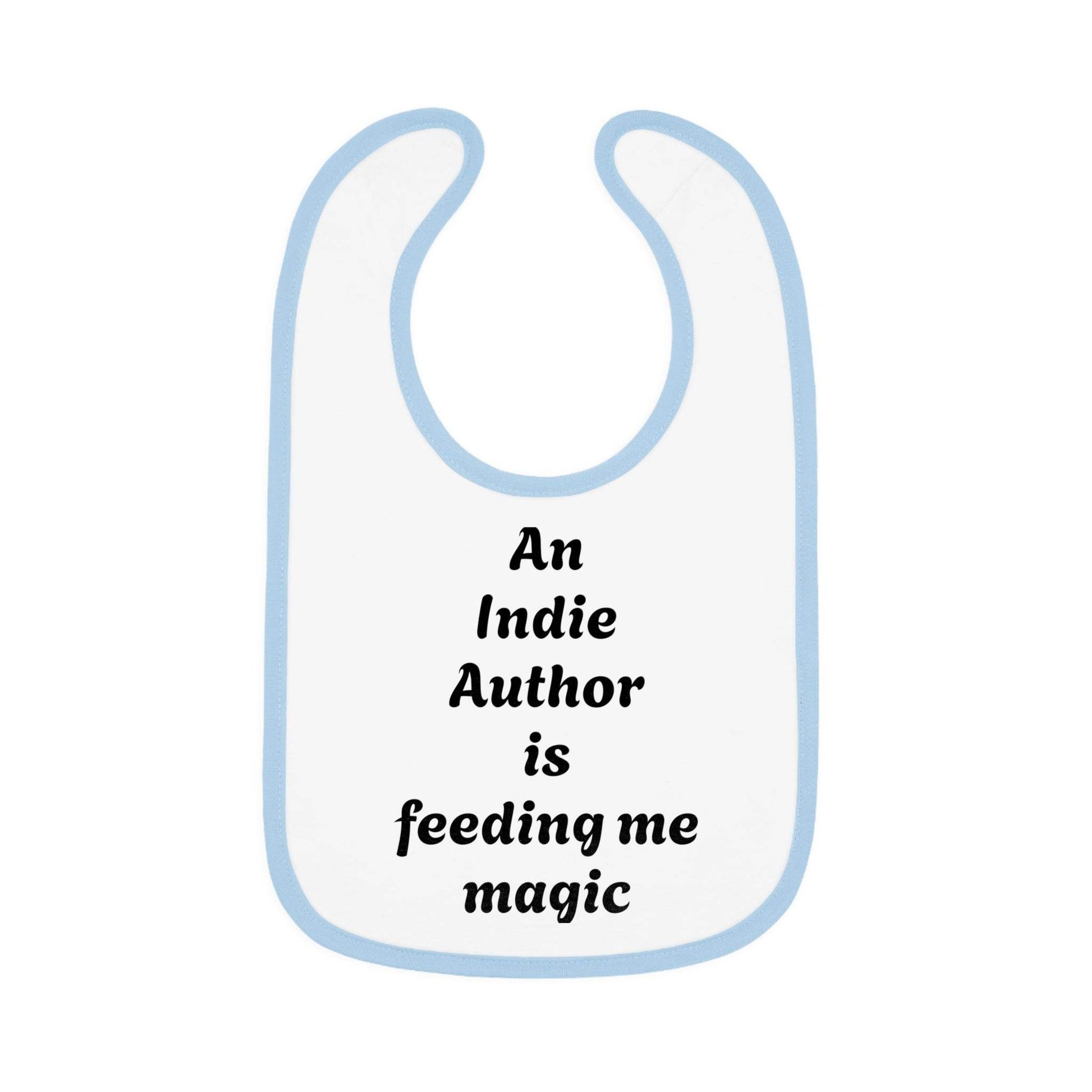 US - Indie Author Baby Bib - Feeding Me Magic Contrast Trim Jersey Bib - The Dreamer's Bookshop.