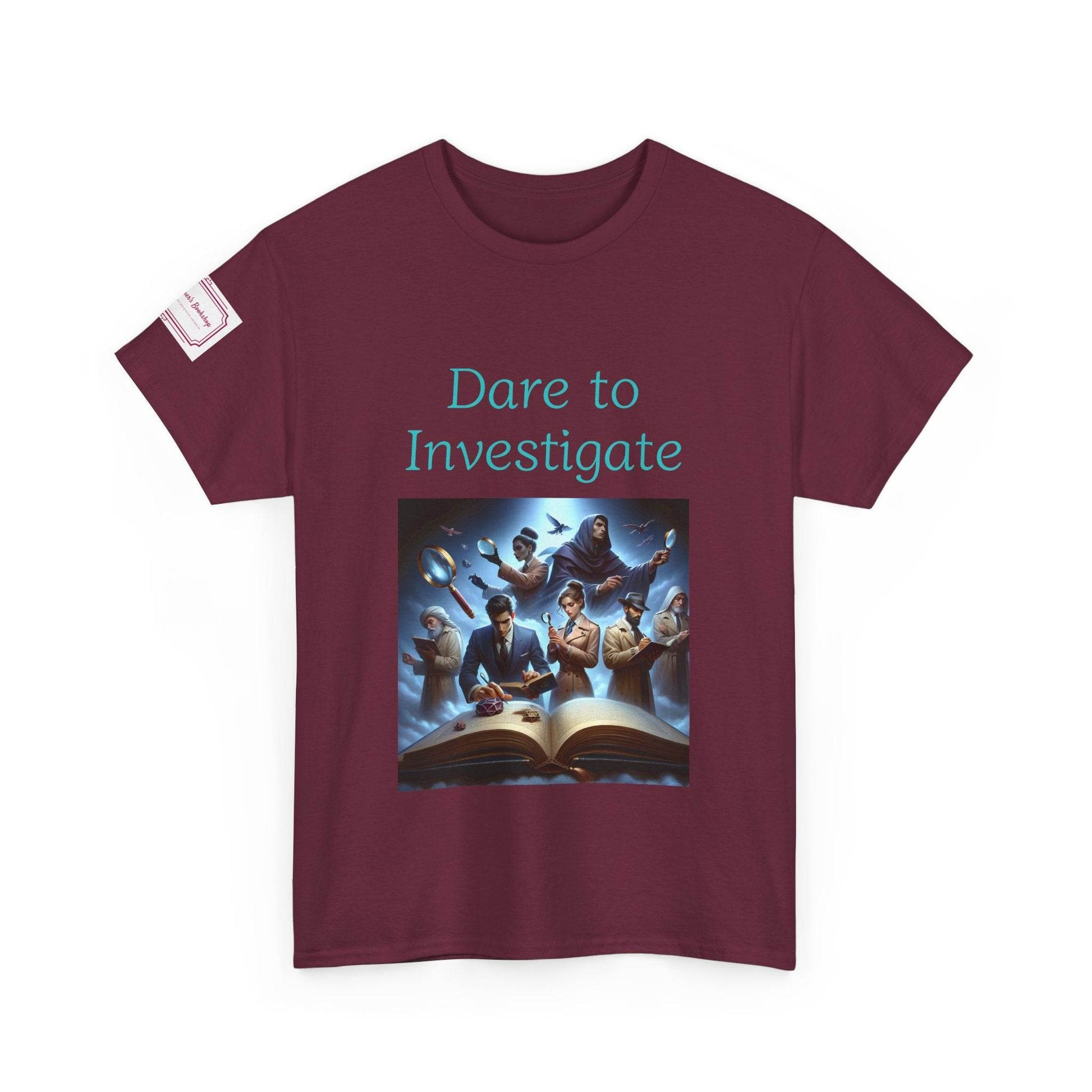 Investigate - Graphic Unisex Heavy Cotton Tee - Crime/Mystery Books - The Dreamer's Bookshop.