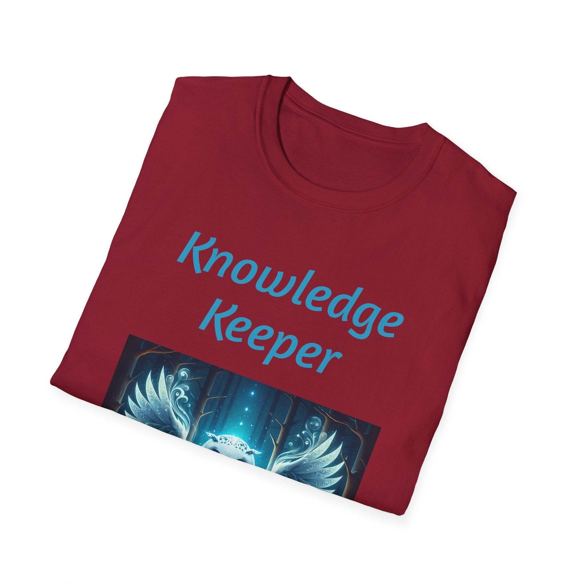 Knowledge Keeper Graphic T-Shirt - Unisex Softstyle Tee, Owl Design - Proud Reader - The Dreamer's Bookshop.