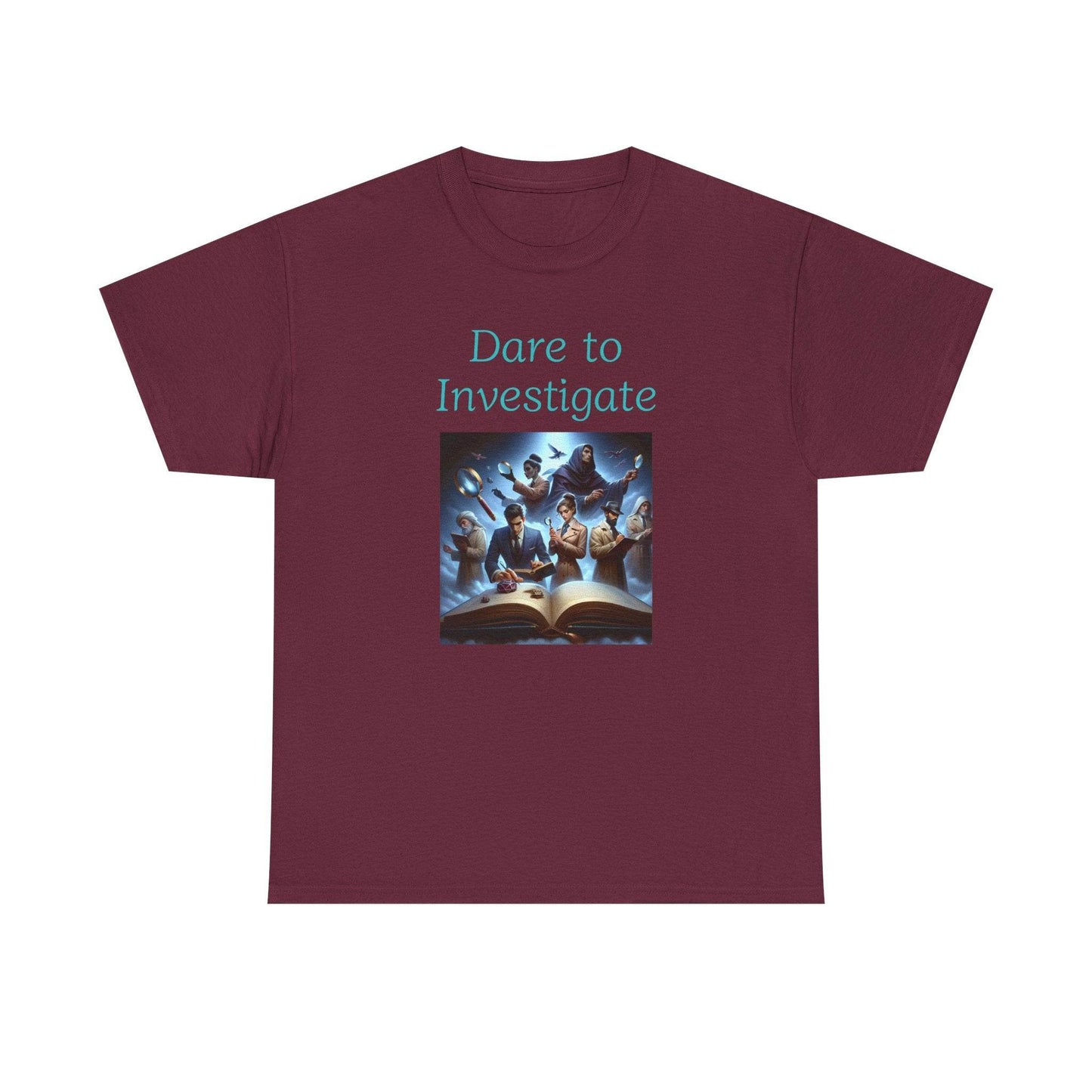 Investigate - Graphic Tee - Unisex Heavy Cotton T-Shirt Crime/Mystery Books - The Dreamer's Bookshop.