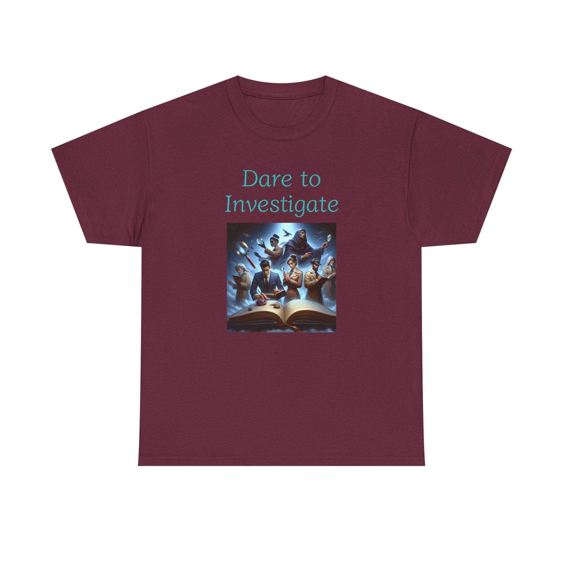 Investigate - Graphic Tee - Unisex Heavy Cotton T-Shirt Crime/Mystery Books - The Dreamer's Bookshop.