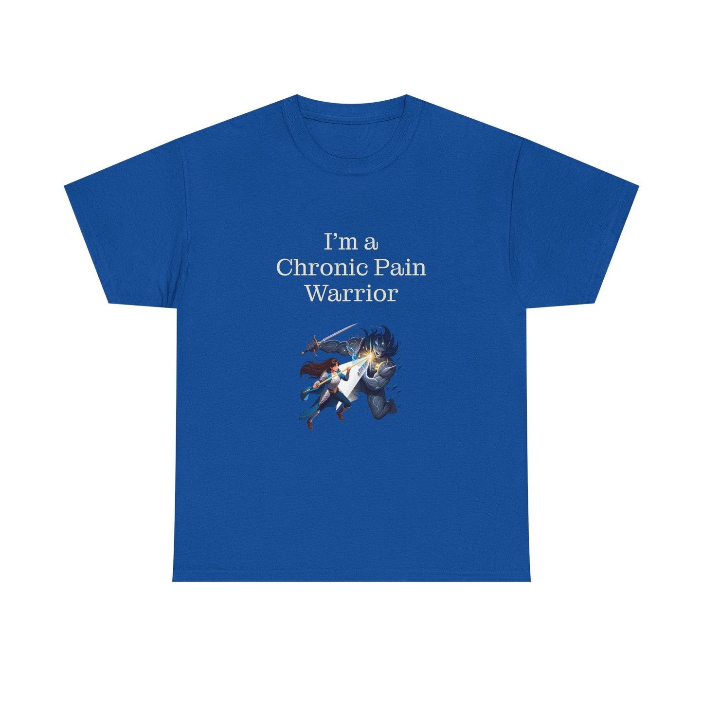 Chronic Pain Warrior Unisex Heavy Cotton Tee - Inspirational Battle T-Shirt - The Dreamer's Bookshop.