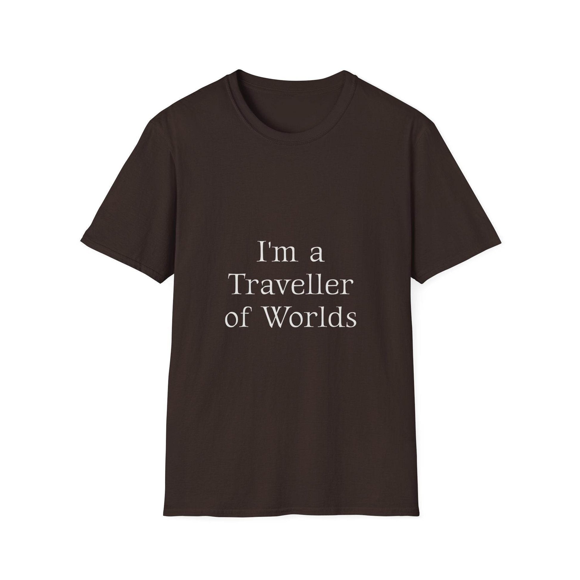 Unisex Softstyle T-Shirt - 'I'm a Traveller of Worlds' & 'Books Take Me Places Far & Beyond' - The Dreamer's Bookshop.