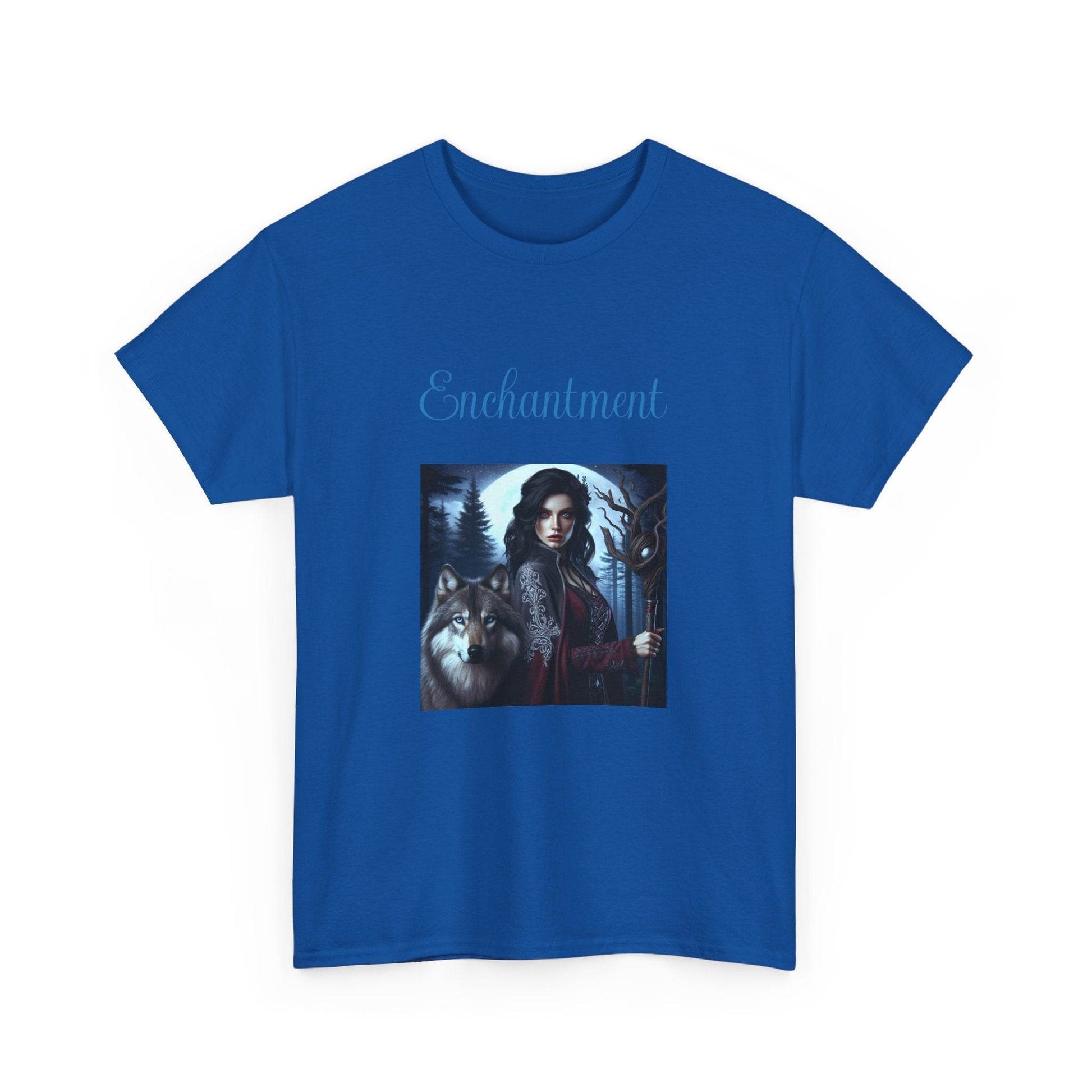 Enchanting Wolf Graphic Tee - Unisex Heavy Cotton T-Shirt for Nature Lovers - The Dreamer's Bookshop.