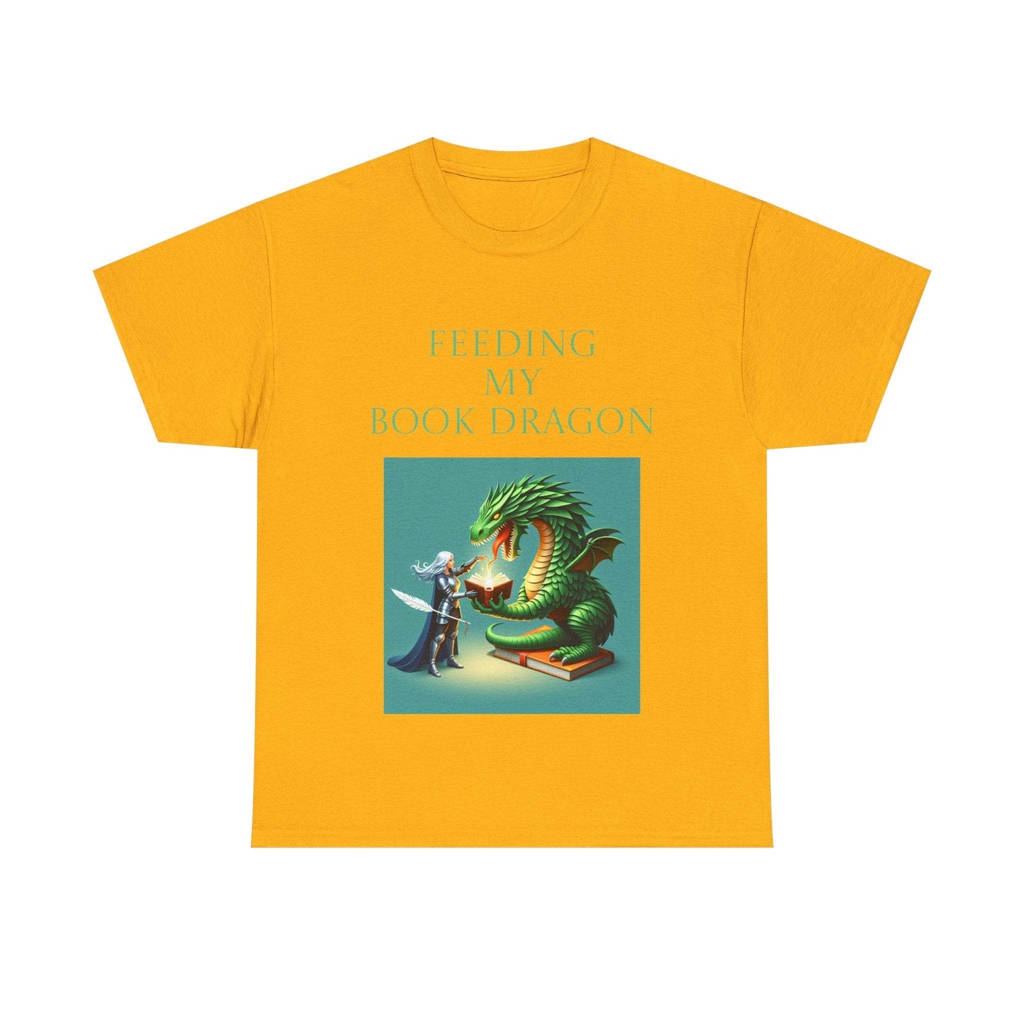 Book Dragon Unisex Heavy Cotton Tee - Creative Writer's Apparel - The Dreamer's Bookshop.