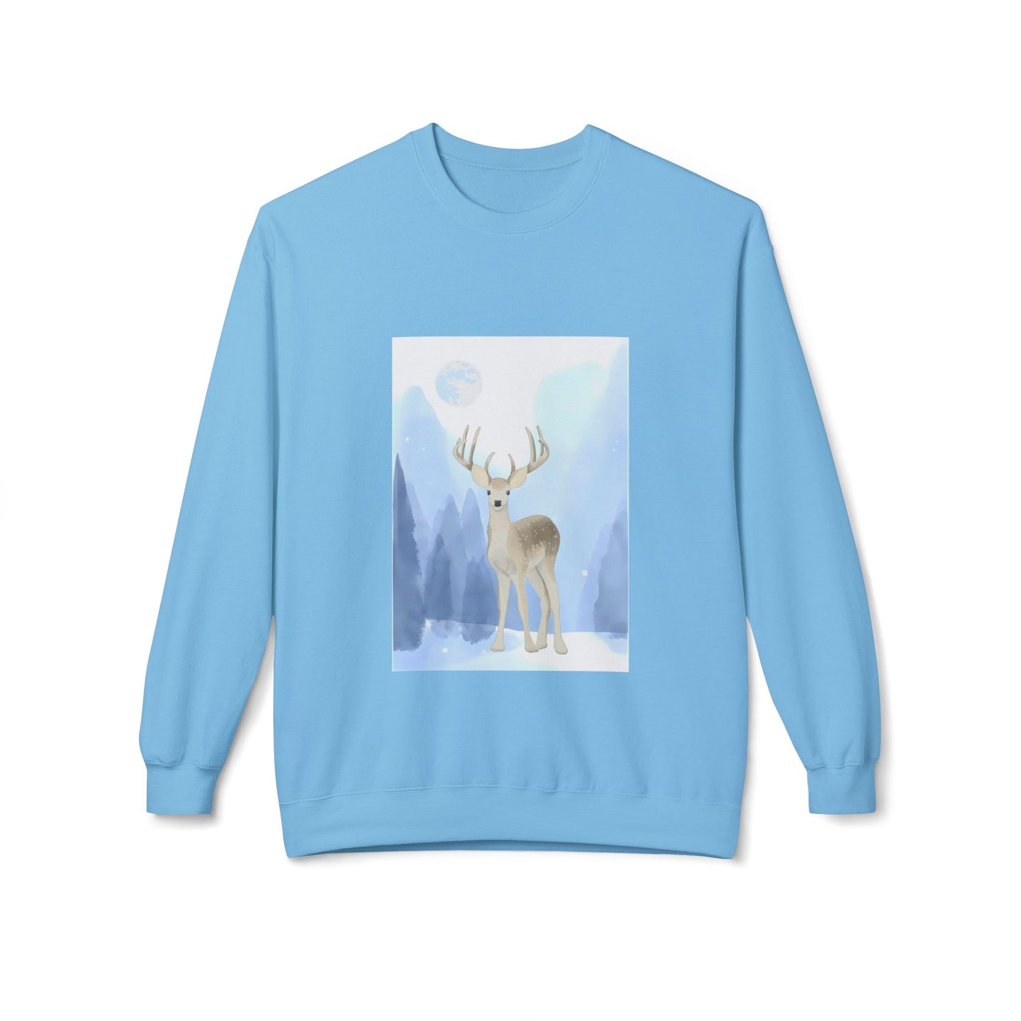 Winter Deer Fleece Crewneck Sweatshirt - Unisex Midweight