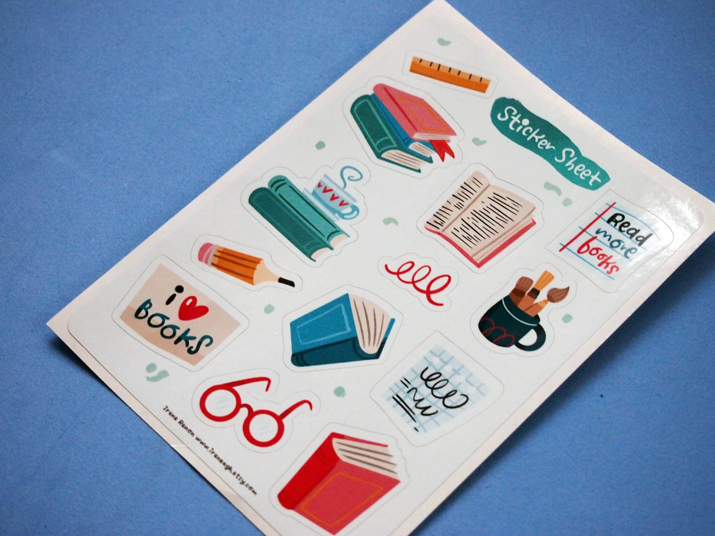 Irene Renon illustrations - Stickervel, Book Love Gift, Bullet Journal, Vinylsticker - The Dreamer's Bookshop.