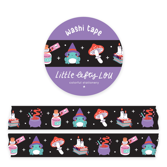 Little Lefty Lou - Witchy Frog zwarte washitape - The Dreamer's Bookshop.