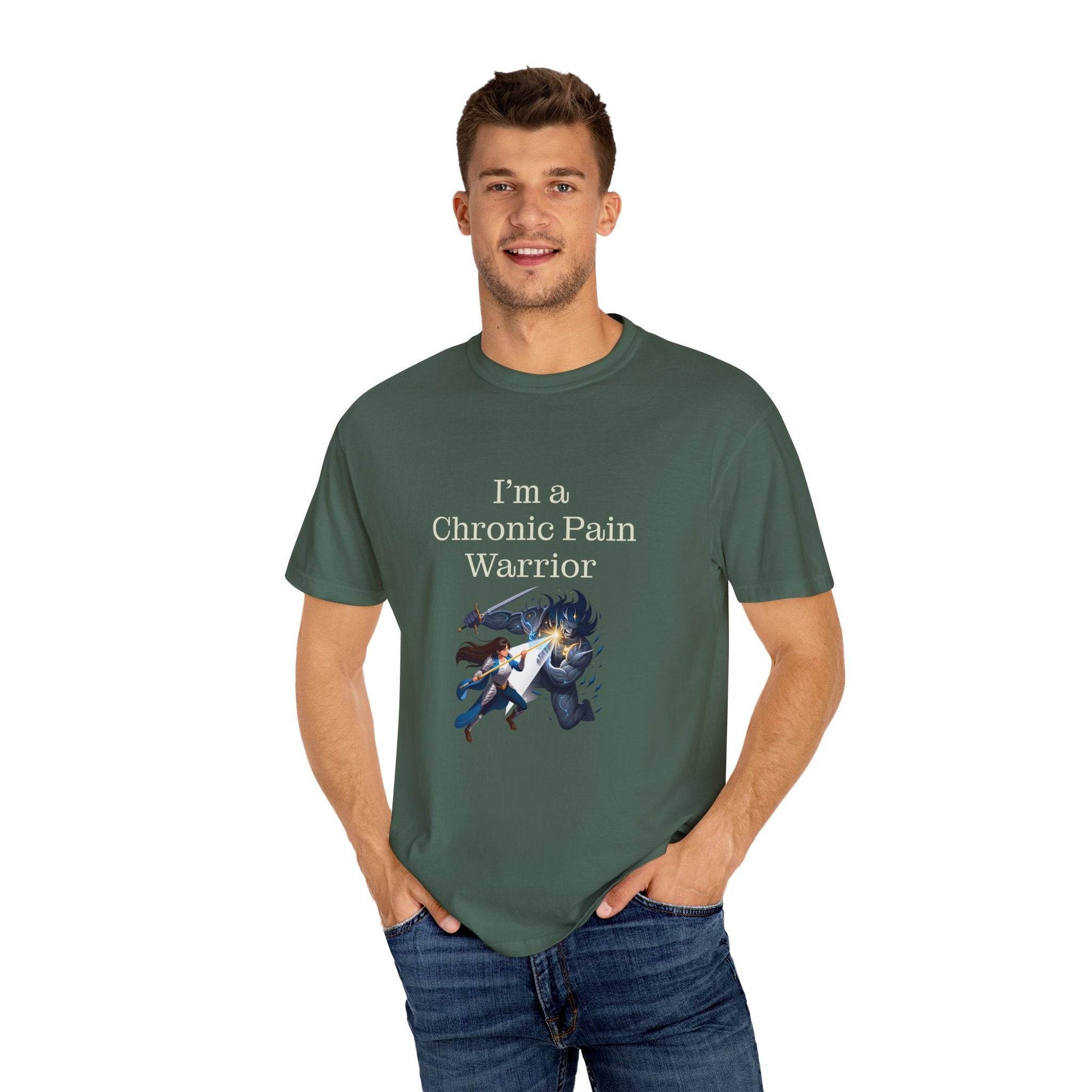 Chronic Pain Warrior Unisex Garment-Dyed T-shirt - Inspirational Motivational Tee - The Dreamer's Bookshop.