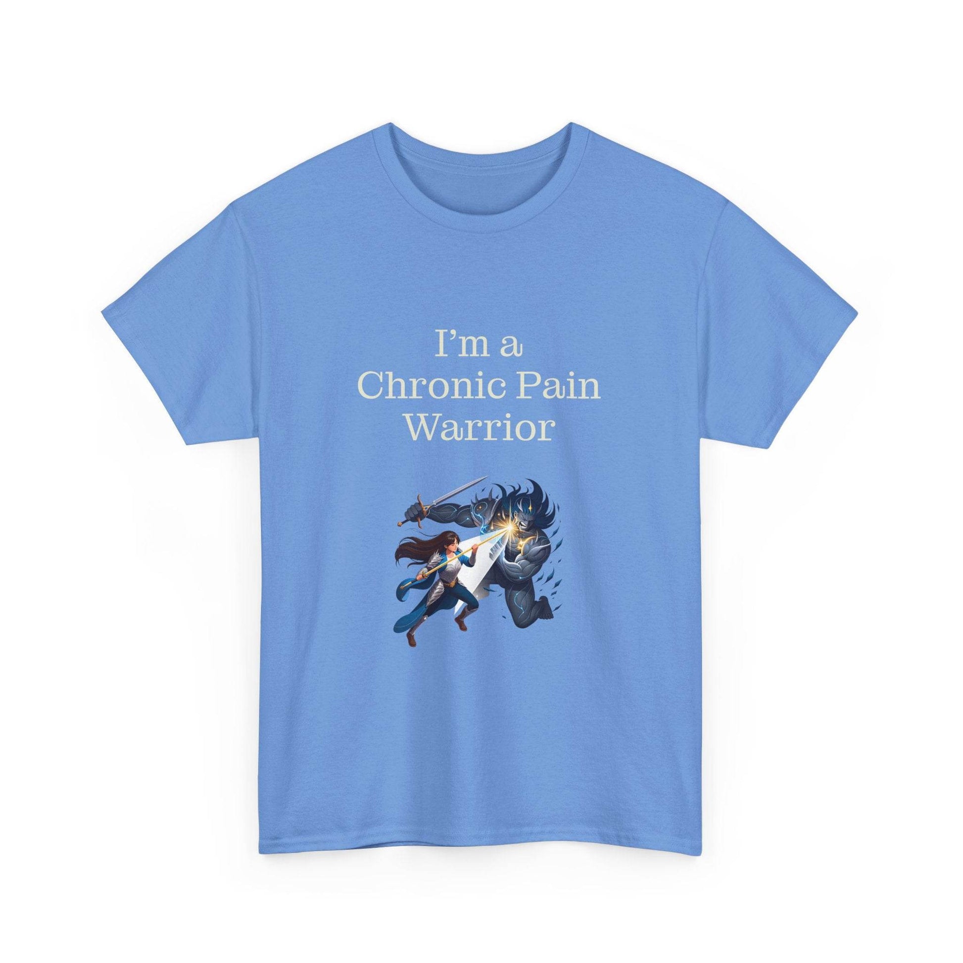 Chronic Pain Warrior Unisex Heavy Cotton Tee - Inspirational Battle T-Shirt - The Dreamer's Bookshop.
