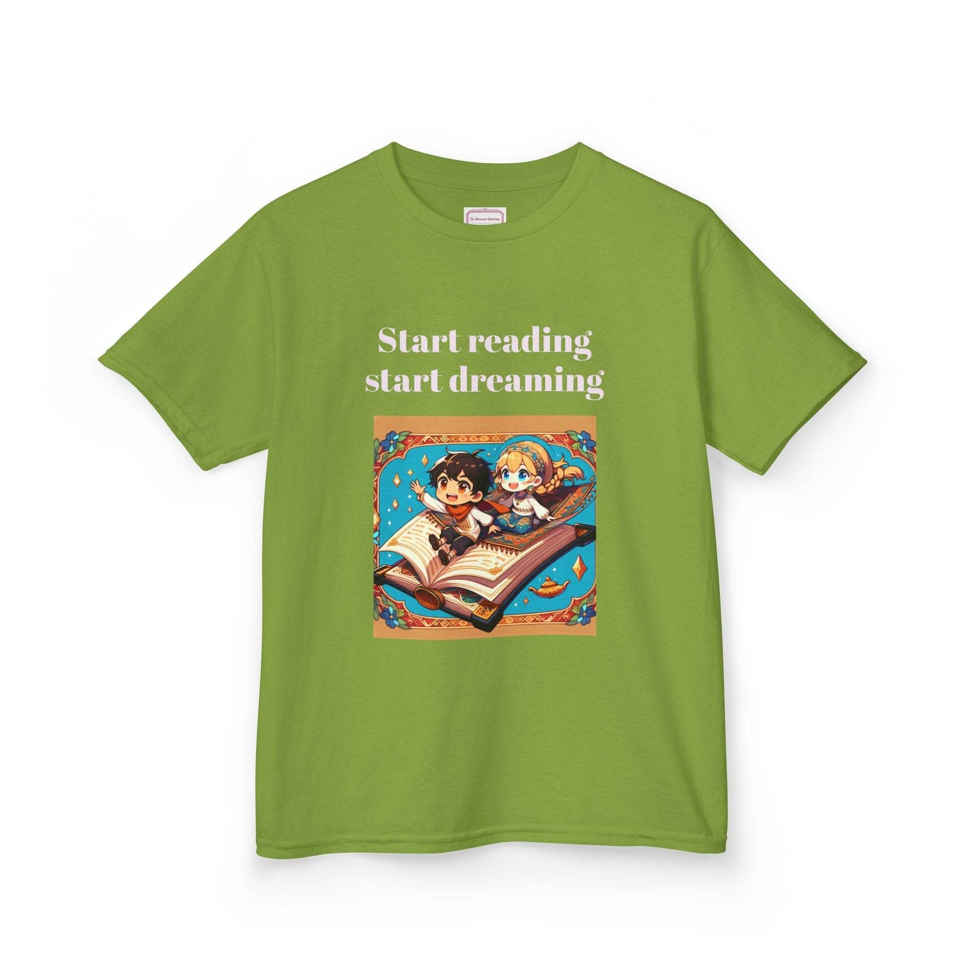 AU - Kids Heavy Cotton™ Tee - Start Reading Start Dreaming - Inspirational Youth T-Shirt - The Dreamer's Bookshop.