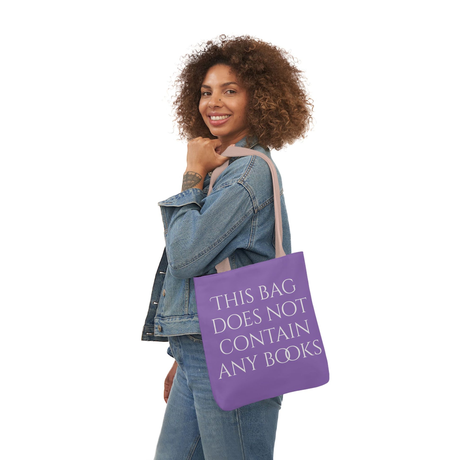 Funny Canvas Tote Bag - "This Bag Does Not Contain Any Books" - 5-Color Straps - The Dreamer's Bookshop.