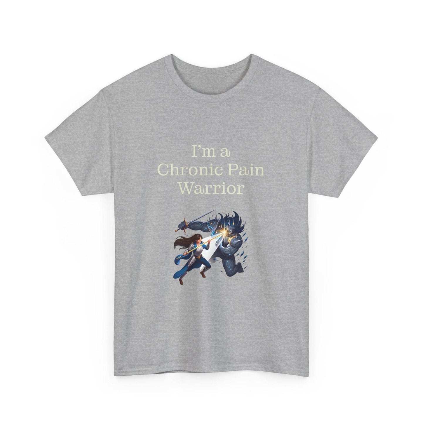 Chronic Pain Warrior Unisex Heavy Cotton Tee - Inspirational Battle T-Shirt - The Dreamer's Bookshop.