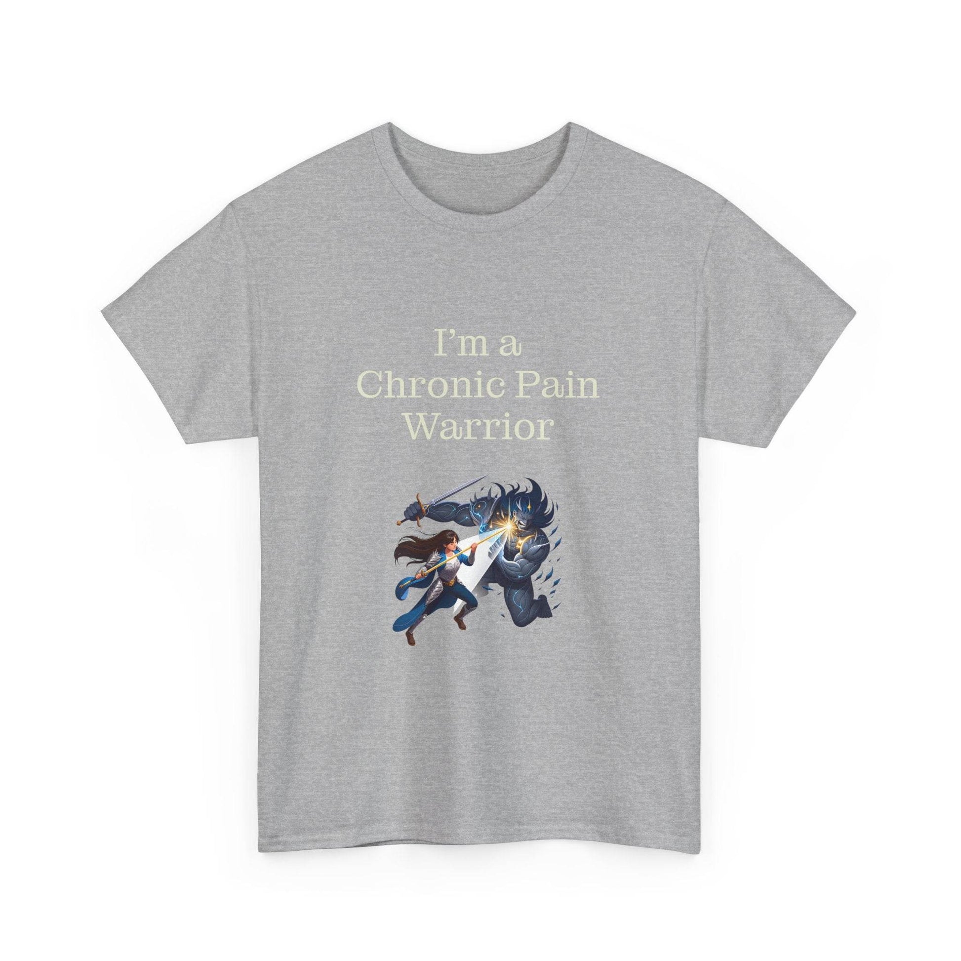 Chronic Pain Warrior Unisex Heavy Cotton Tee - Inspirational Battle T-Shirt - The Dreamer's Bookshop.